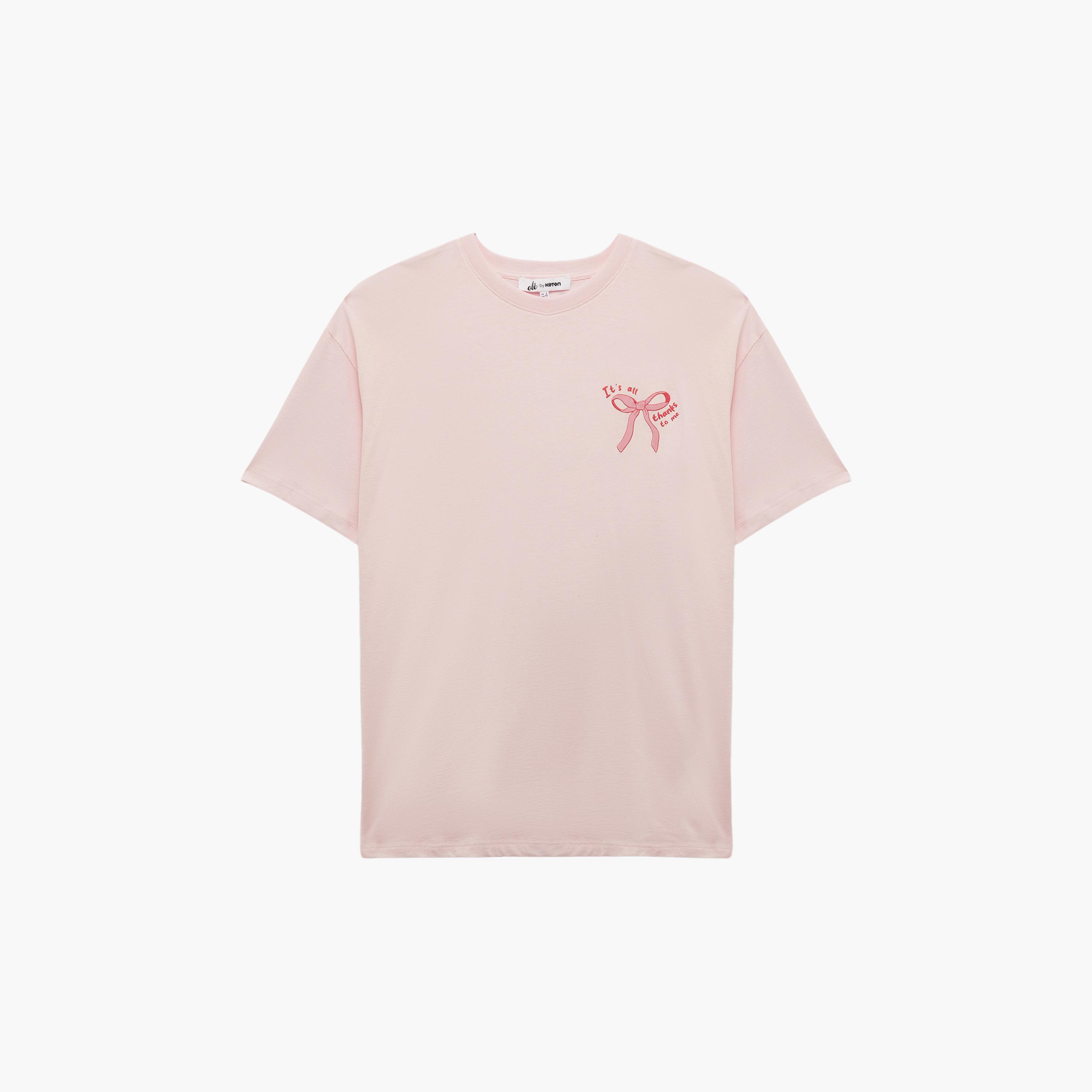 تي شيرت نسائي قطني بطبعة جرافيكية باللون الوردي من كوتون-women-clothing-tshirts-image-3