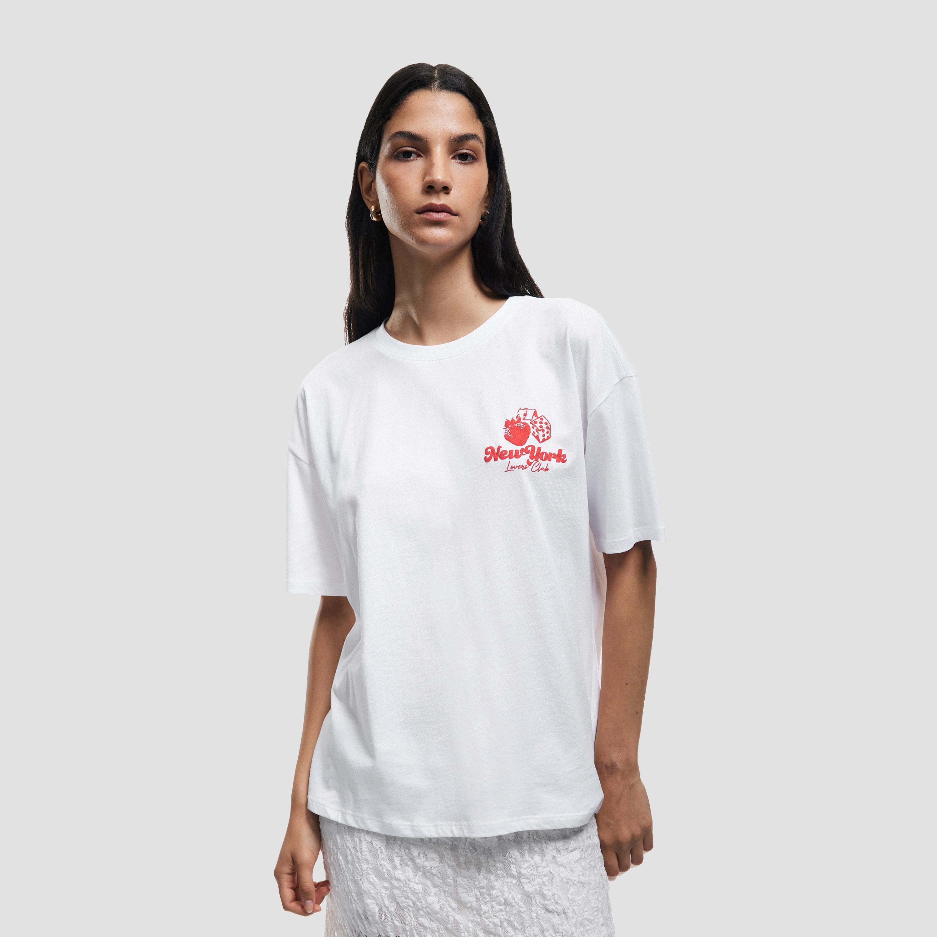 KOTON White Graphic Print Cotton Women's T-Shirt-women-clothing-tshirts-image-1