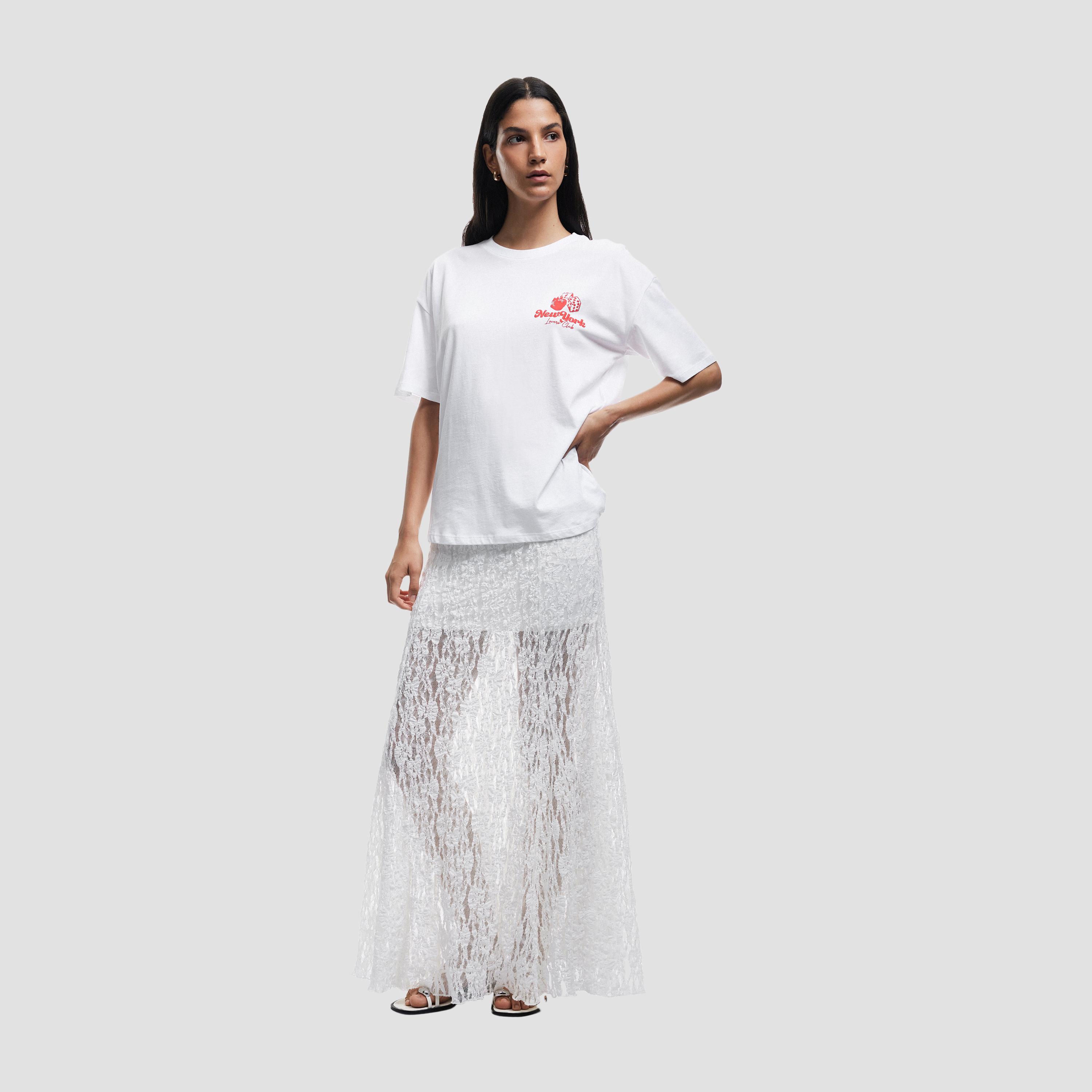 KOTON White Graphic Print Cotton Women's T-Shirt-women-clothing-tshirts-image-2