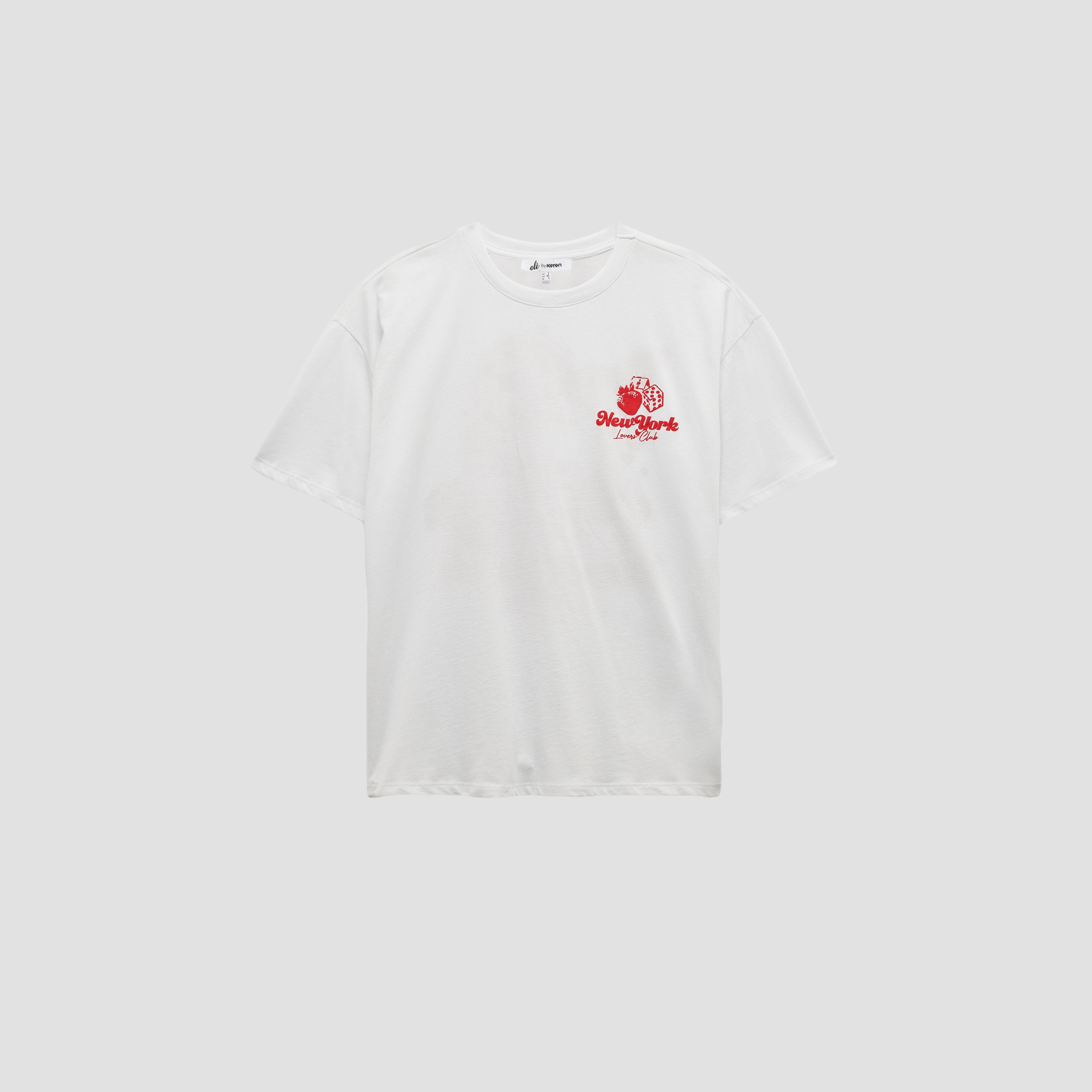 KOTON White Graphic Print Cotton Women's T-Shirt-women-clothing-tshirts-image-4
