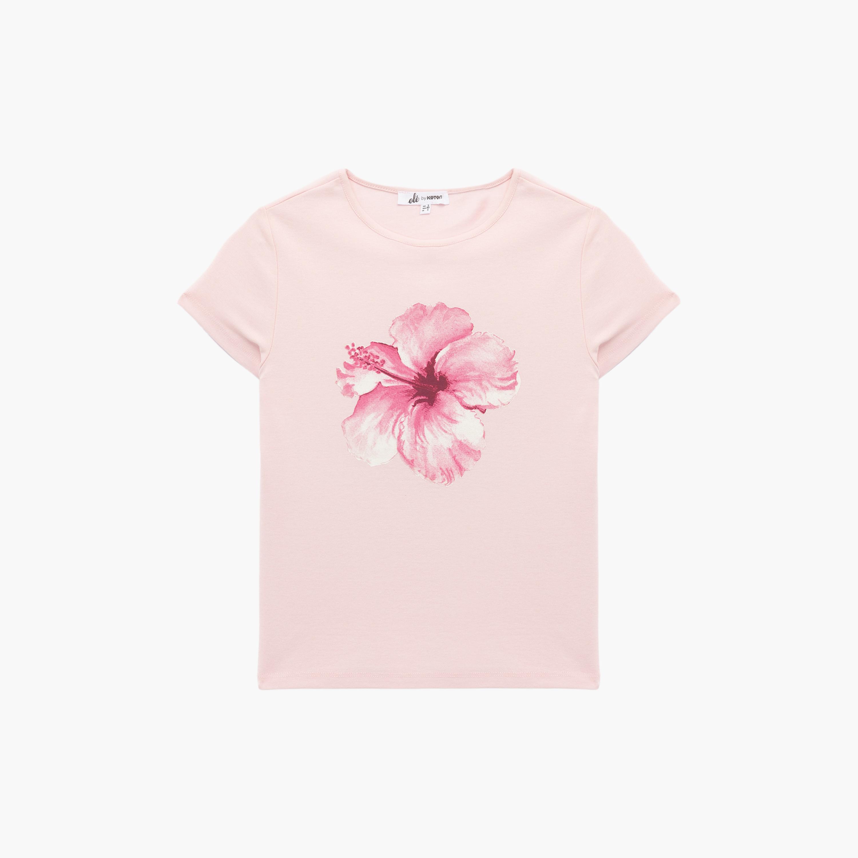 KOTON Pink Floral Print Women's T-Shirt-women-clothing-tshirts-image-3