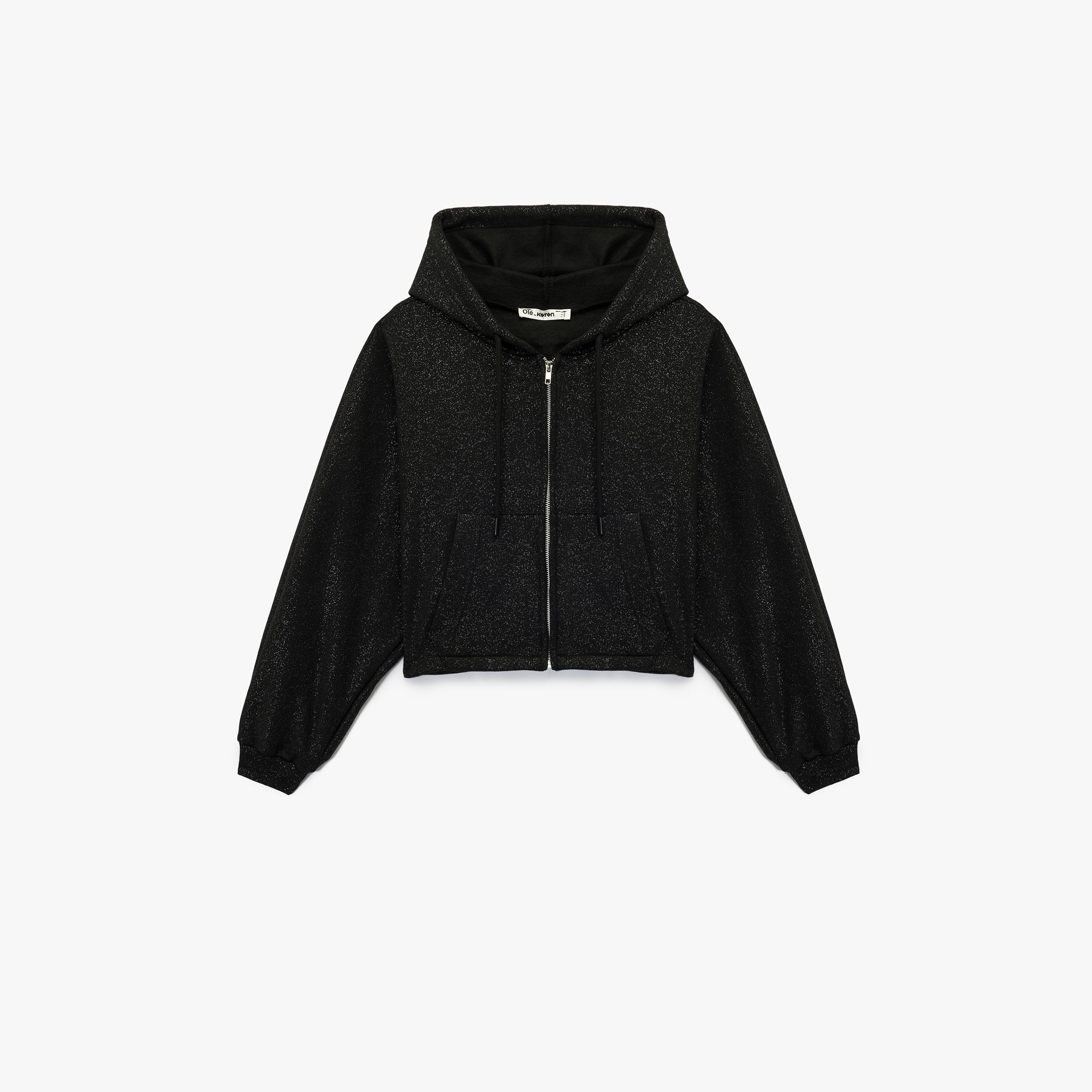KOTON Black Text-Print Hooded Neck Women's Hoodie-women-clothing-hoodiesandsweatshirts-hoodies-image-3
