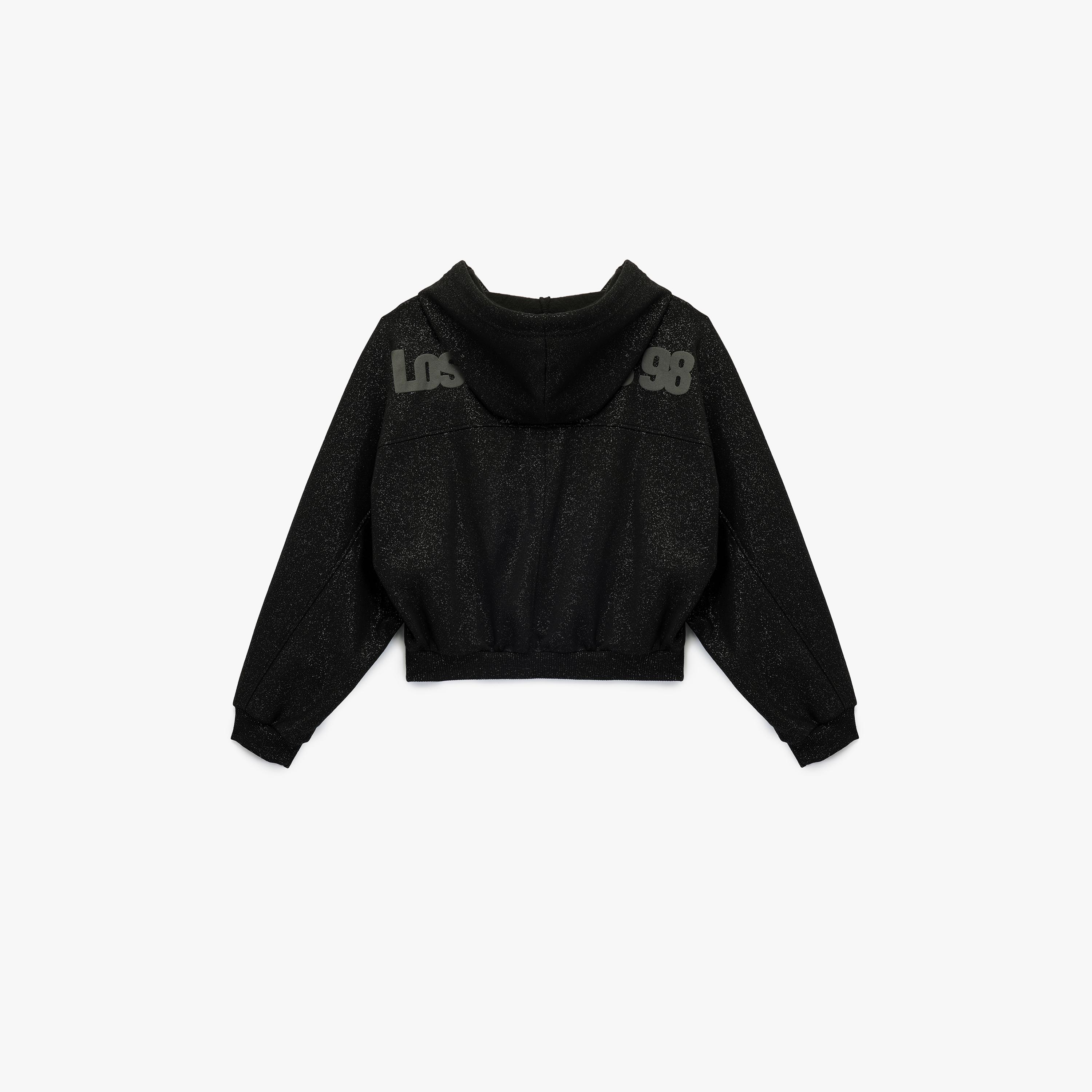 KOTON Black Text-Print Hooded Neck Women's Hoodie-women-clothing-hoodiesandsweatshirts-hoodies-image-4
