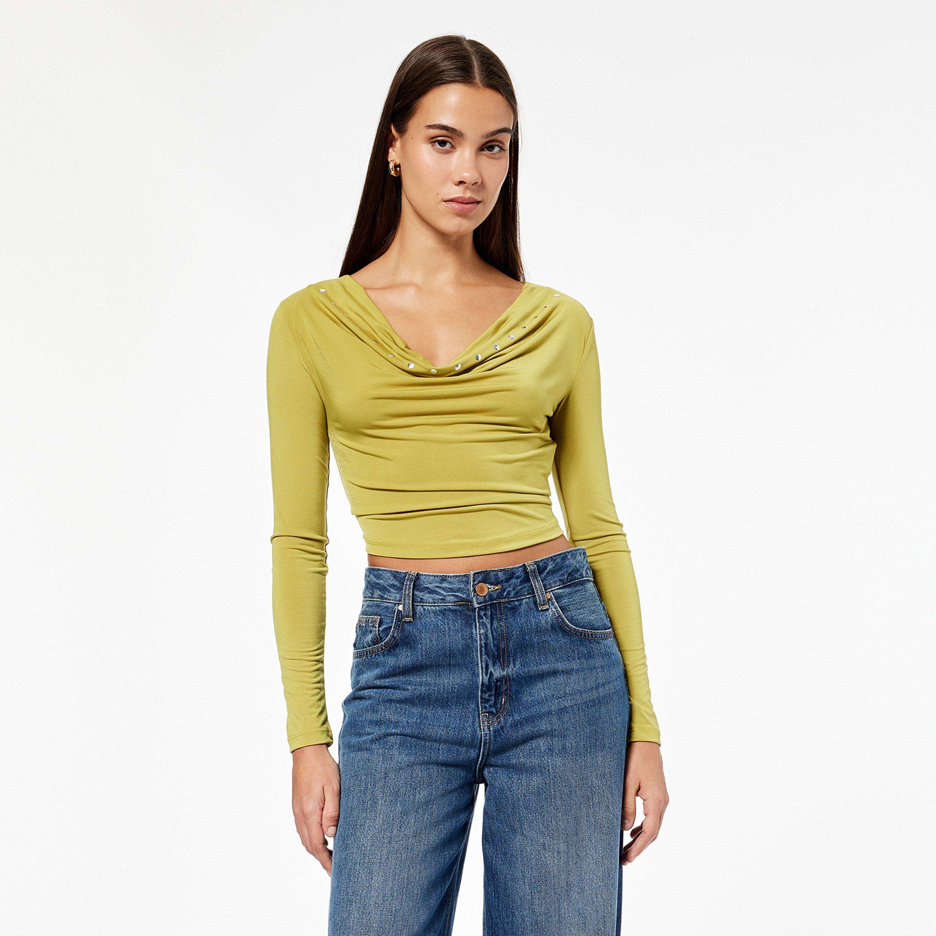 KOTON Green Cowl Neck Women's Top-women-clothing-shirtsandblouses-blouses-image-1