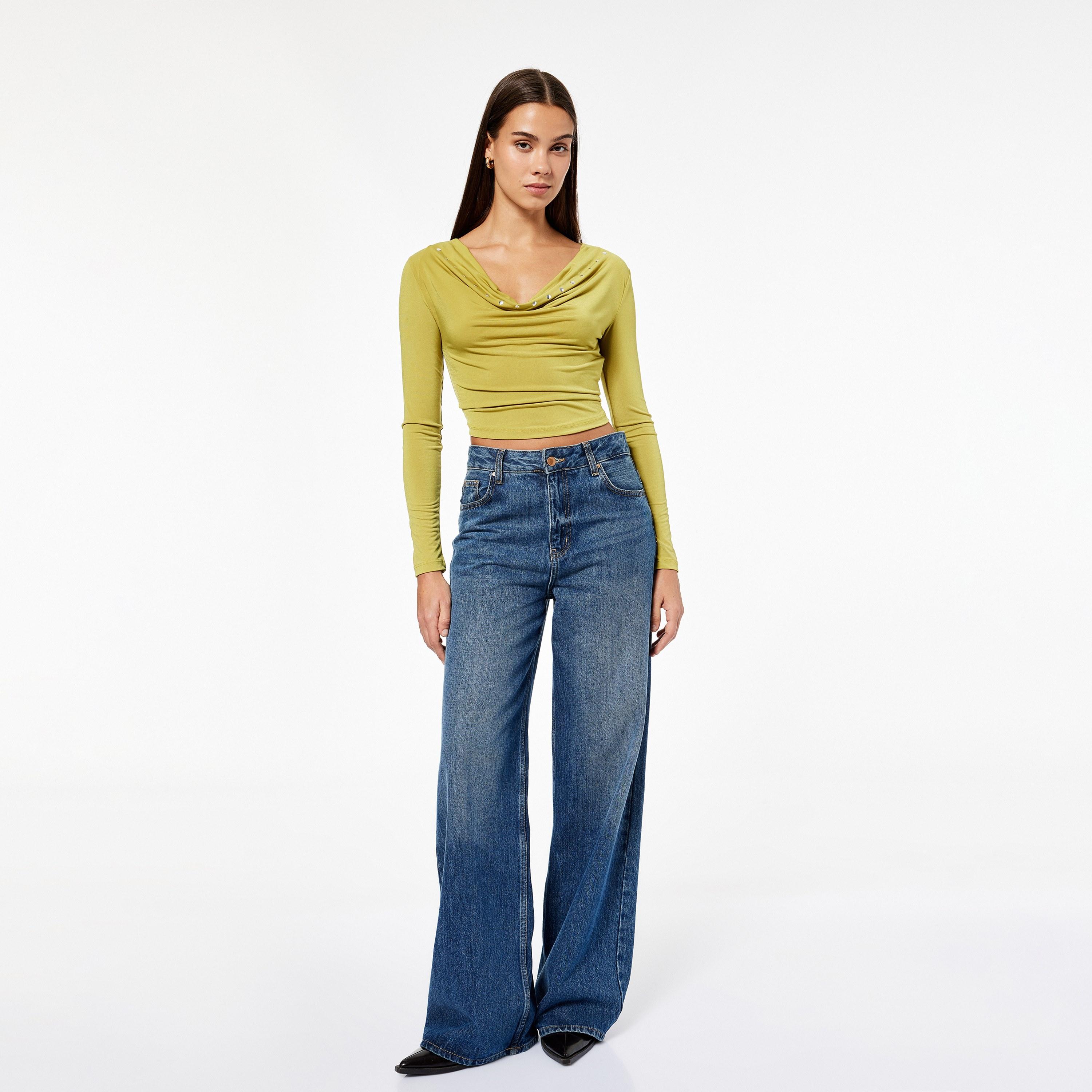 KOTON Green Cowl Neck Women's Top-women-clothing-shirtsandblouses-blouses-image-2