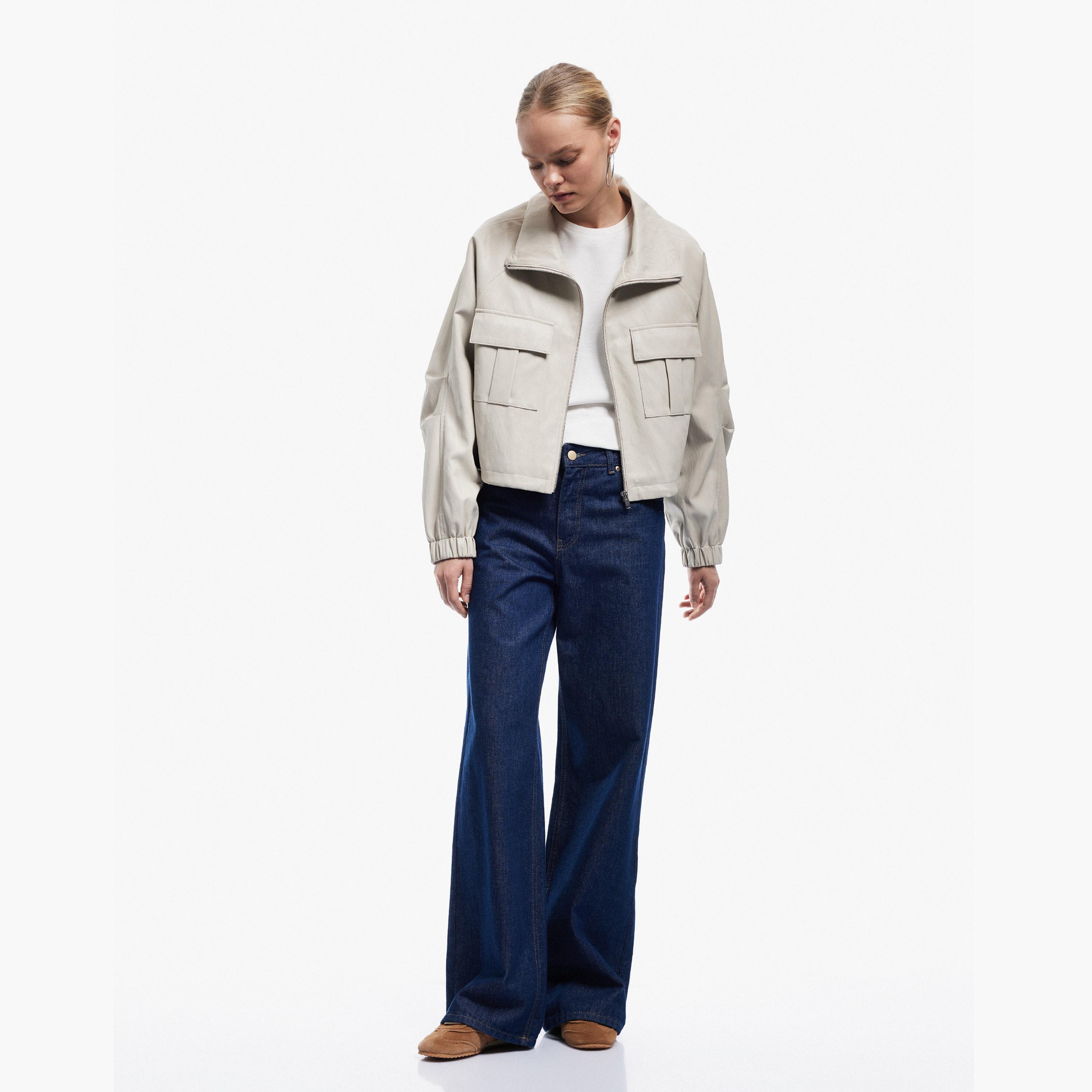 KOTON Beige Collared Women's Coat-women-clothing-coatsandjackets-coats-image-2