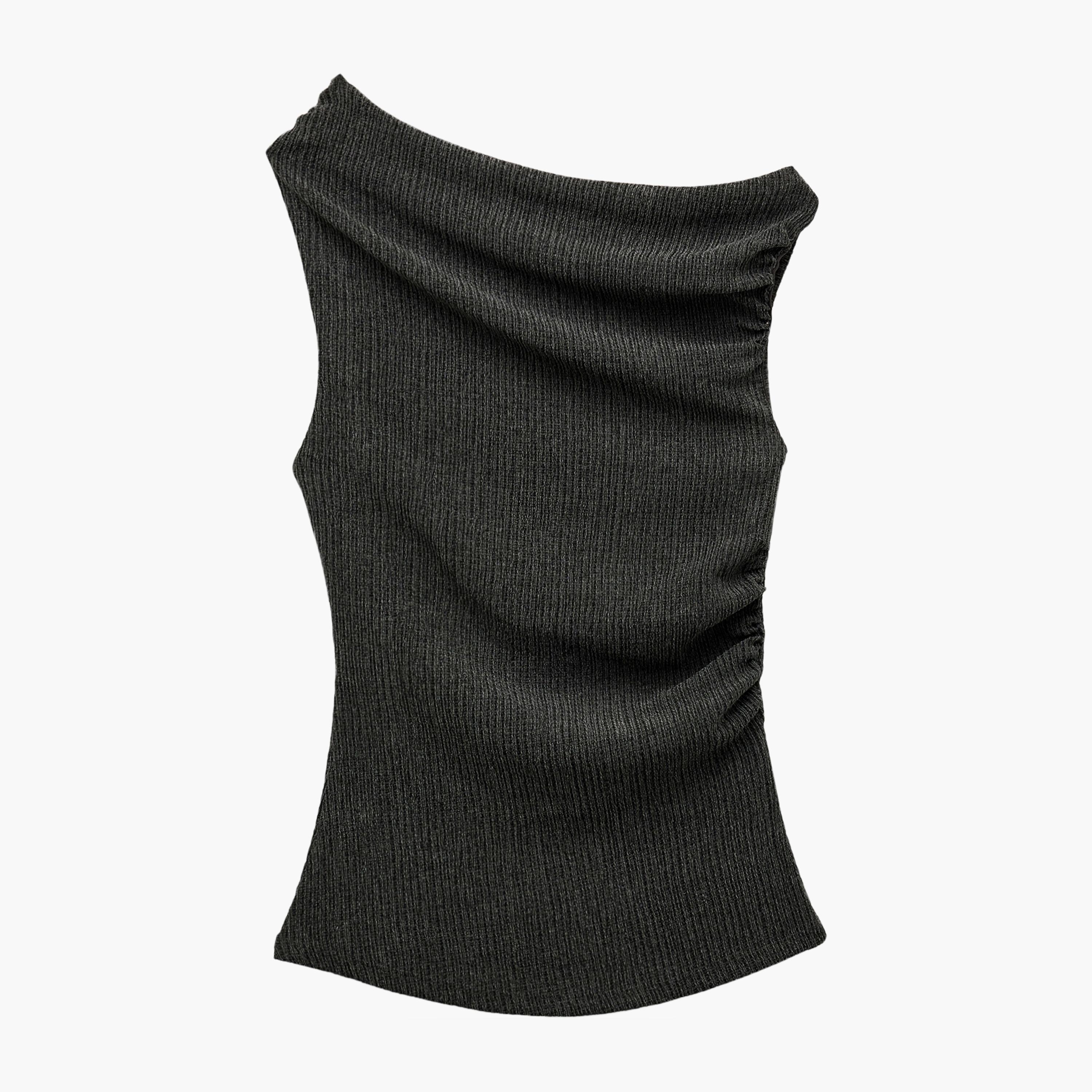 KOTON Grey Crinkled One Shoulder Women's Top-women-clothing-shirtsandblouses-blouses-image-3