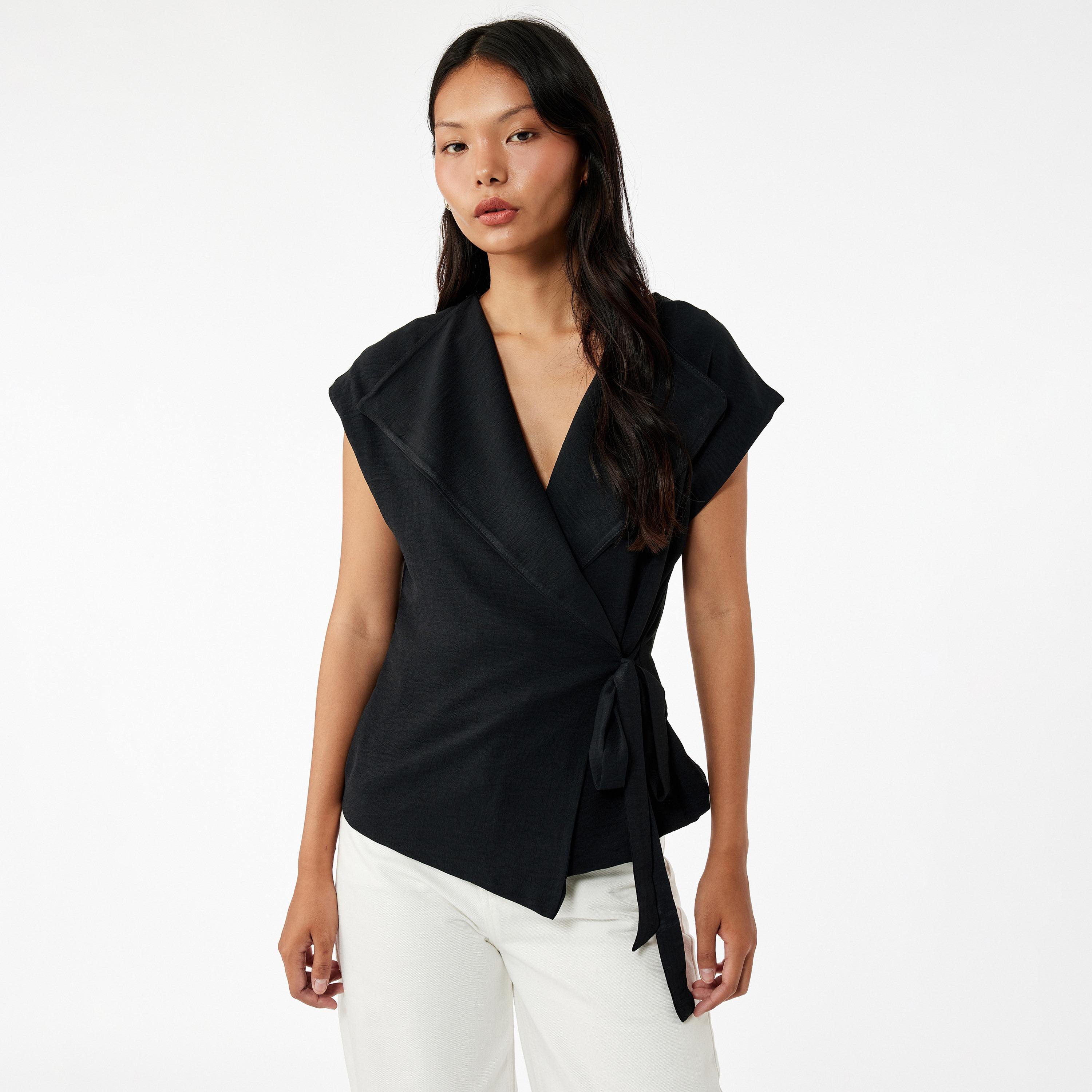 KOTON Black Textured Women's Top-women-clothing-shirtsandblouses-blouses-image-1
