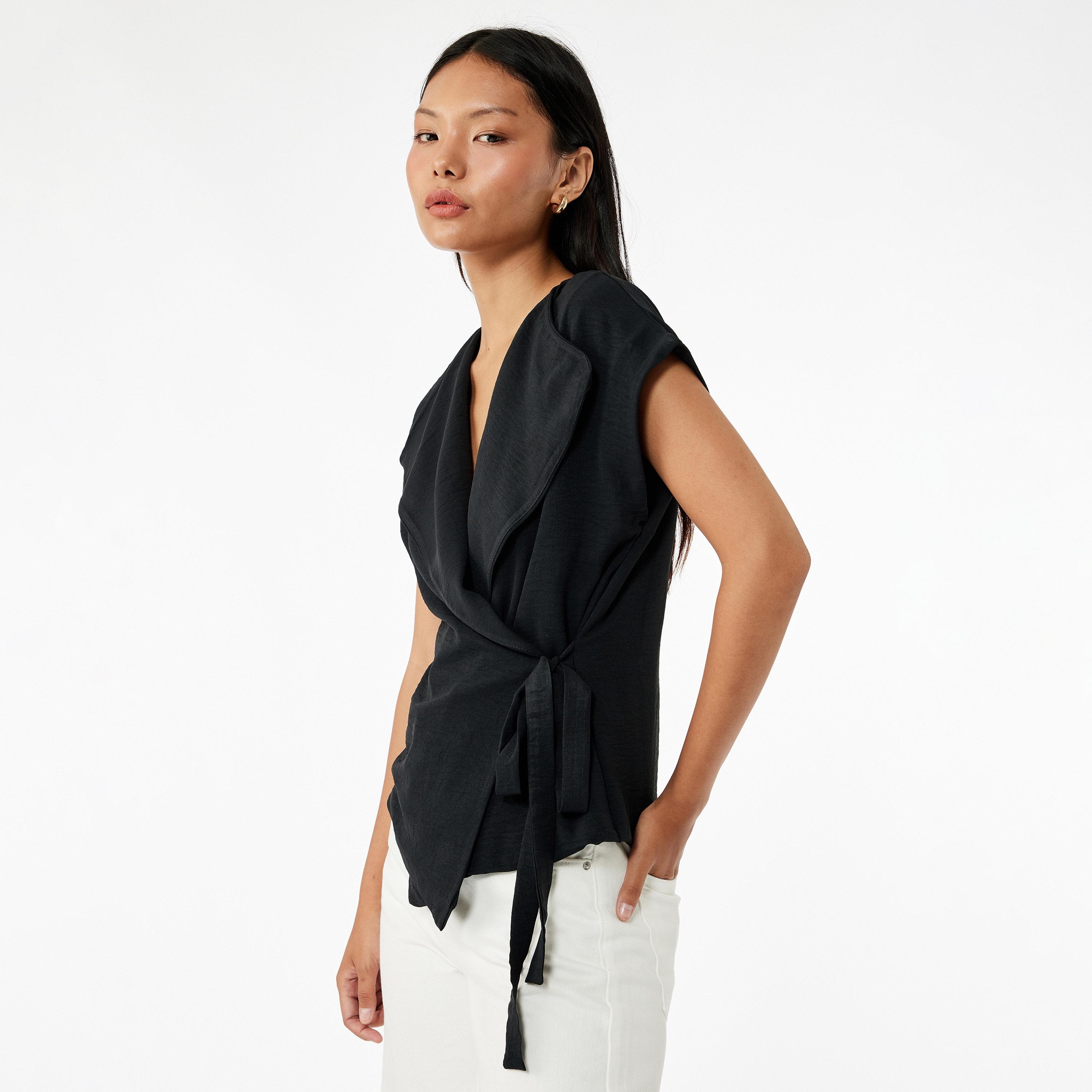 KOTON Black Textured Women's Top-women-clothing-shirtsandblouses-blouses-image-2