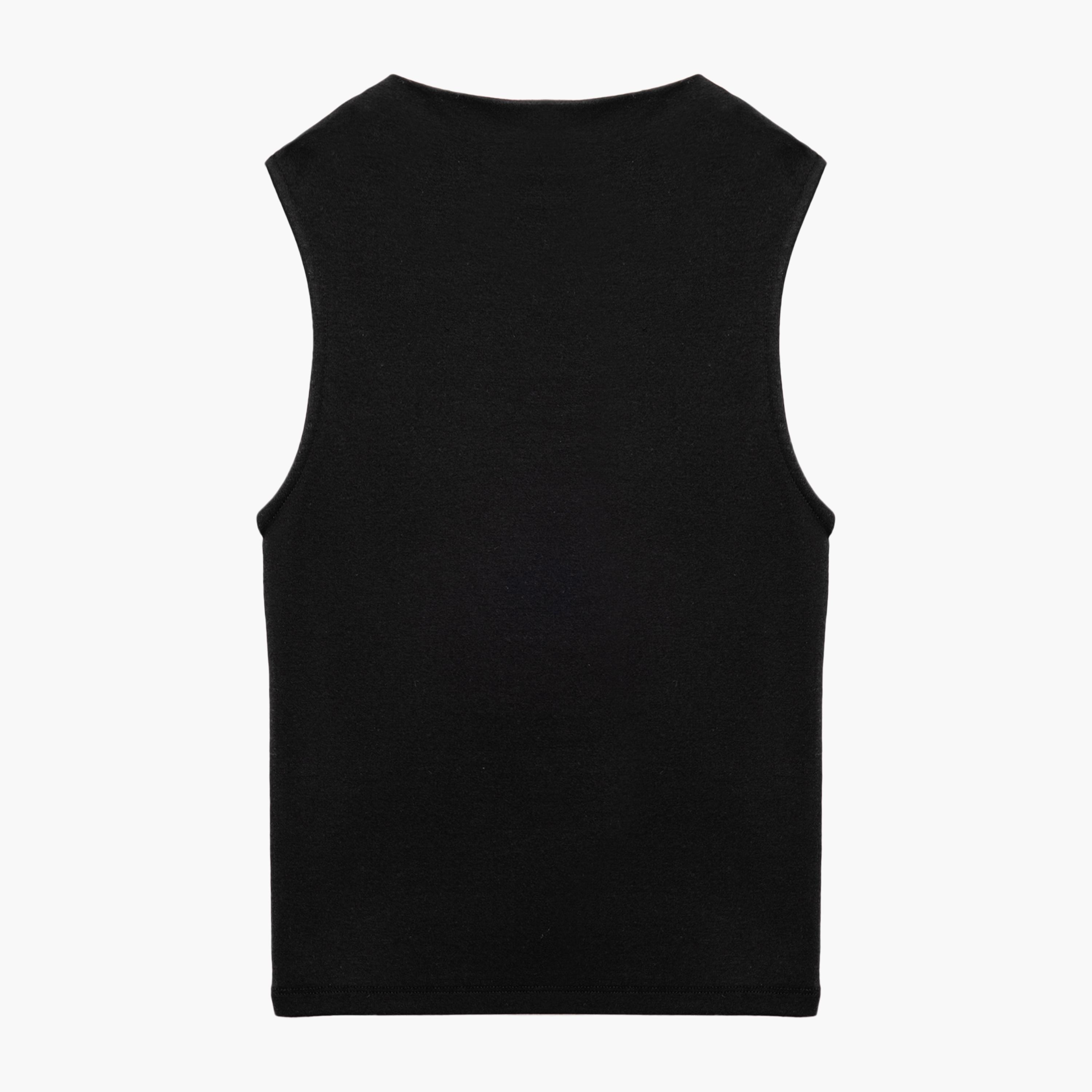 بلوزة نسائية بدون أكمام سوداء برقبة دائرية من كوتون-women-clothing-shirtsandblouses-blouses-image-3