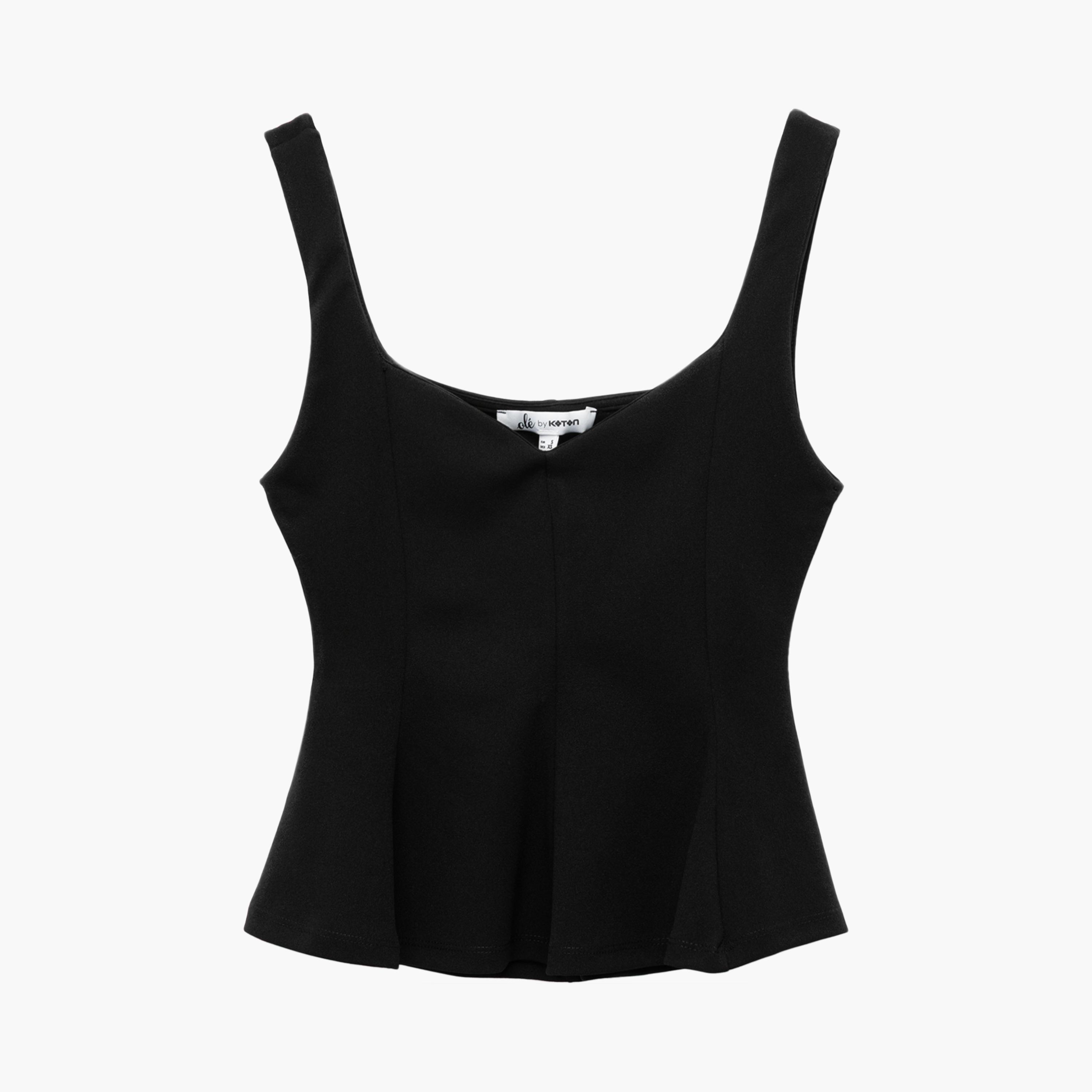 بلوزة نسائية سوداء بياقة على شكل قلب من كوتون-women-clothing-shirtsandblouses-blouses-image-3