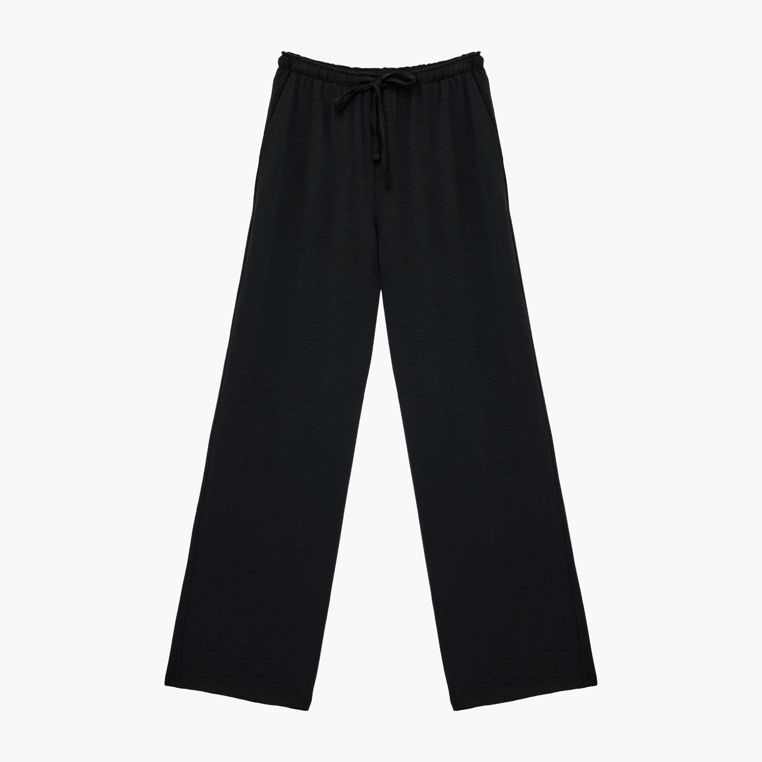 KOTON Black Drawstring Waist Women's Trousers-women-clothing-bottoms-trousers-image-3