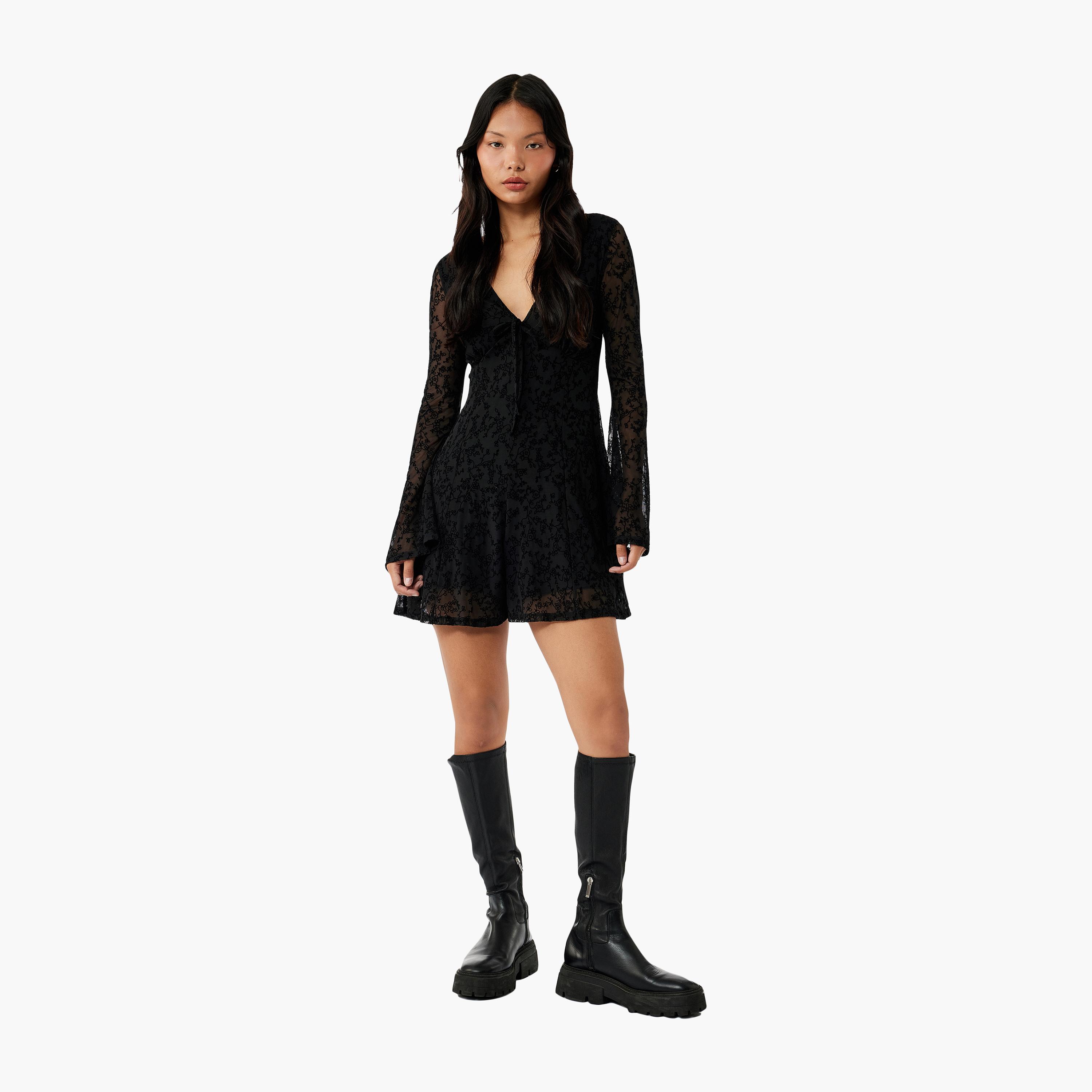 KOTON Black Lace Women's Mini Dress-women-clothing-dresses-image-1