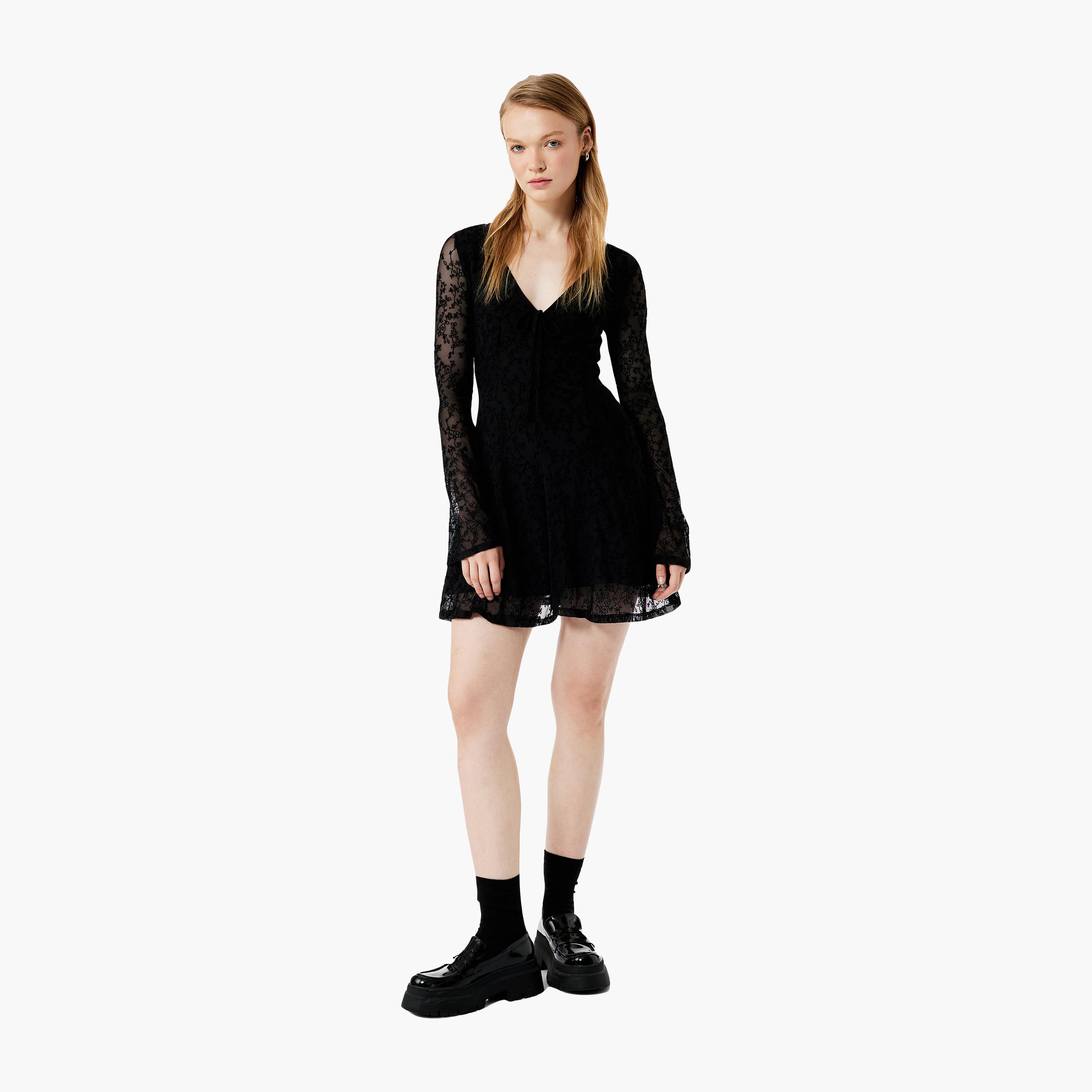 KOTON Black Lace Women's Mini Dress-women-clothing-dresses-image-3