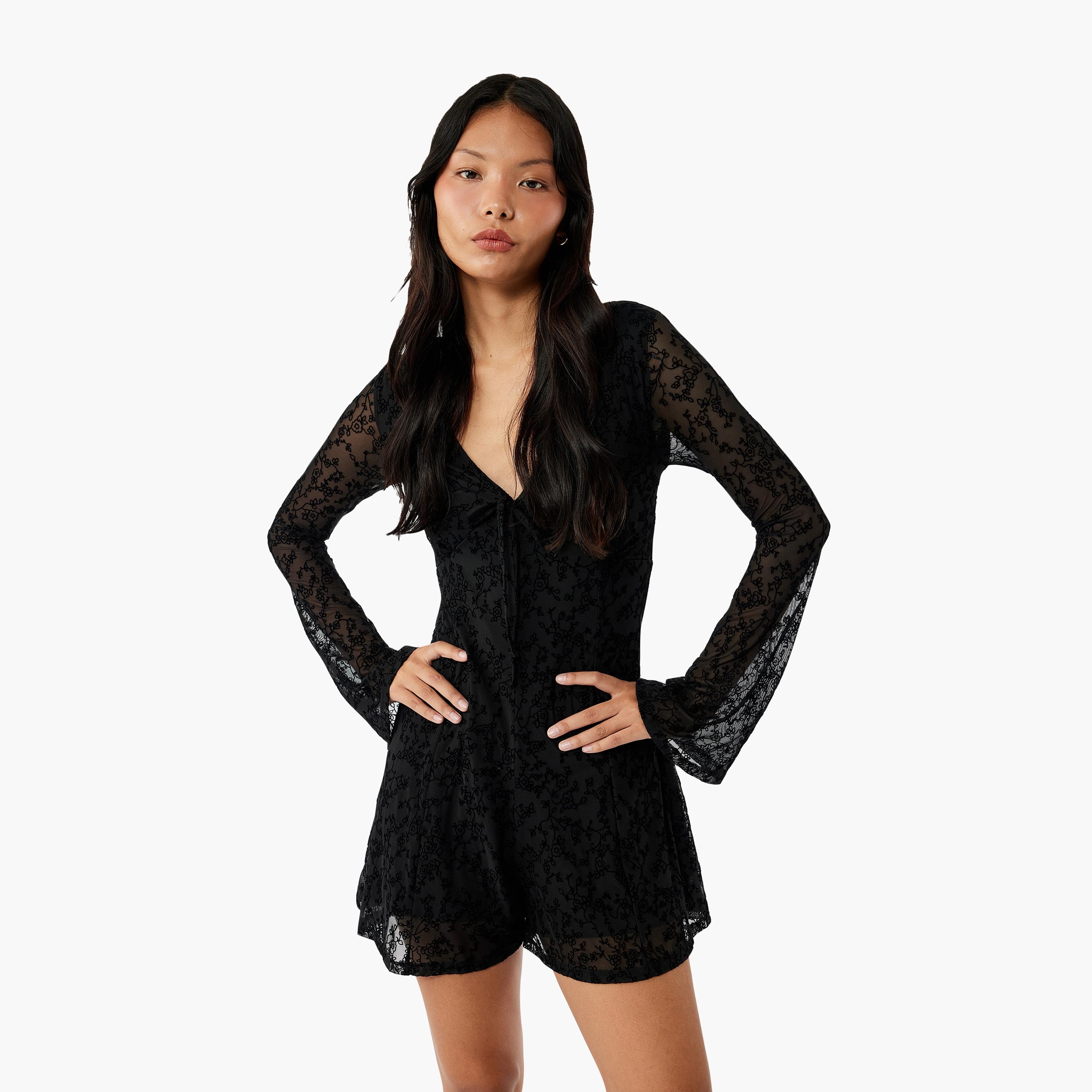 KOTON Black Lace Women's Mini Dress-women-clothing-dresses-image-4
