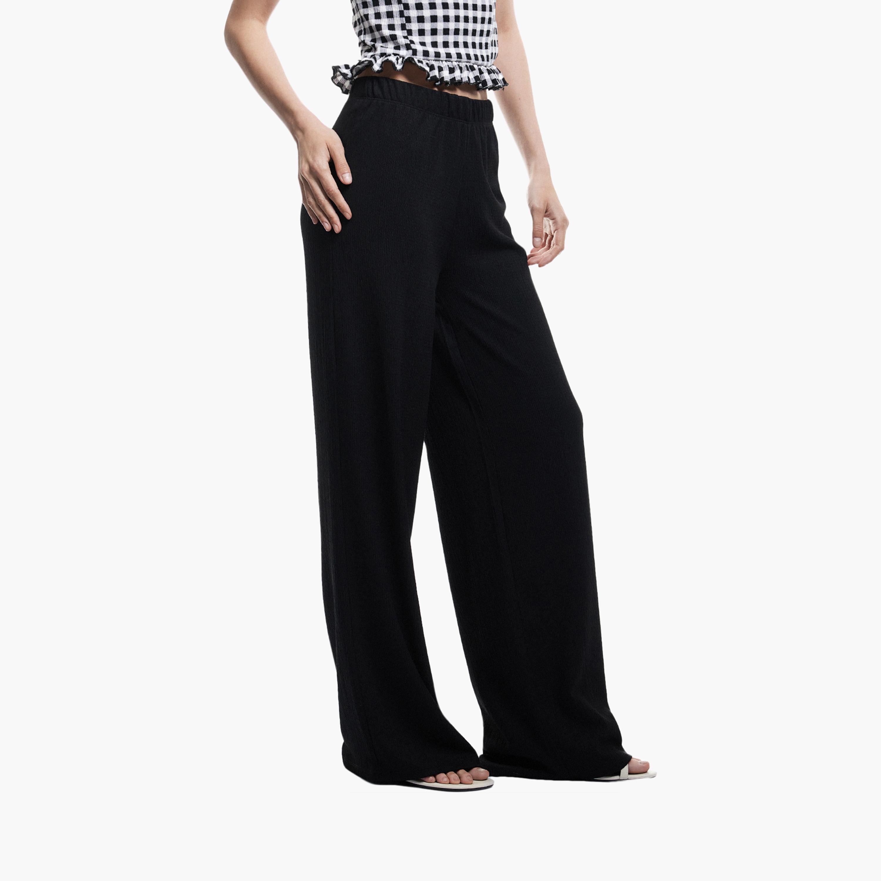 KOTON Black Elasticated Waist Women's Trousers-women-clothing-bottoms-trousers-image-1