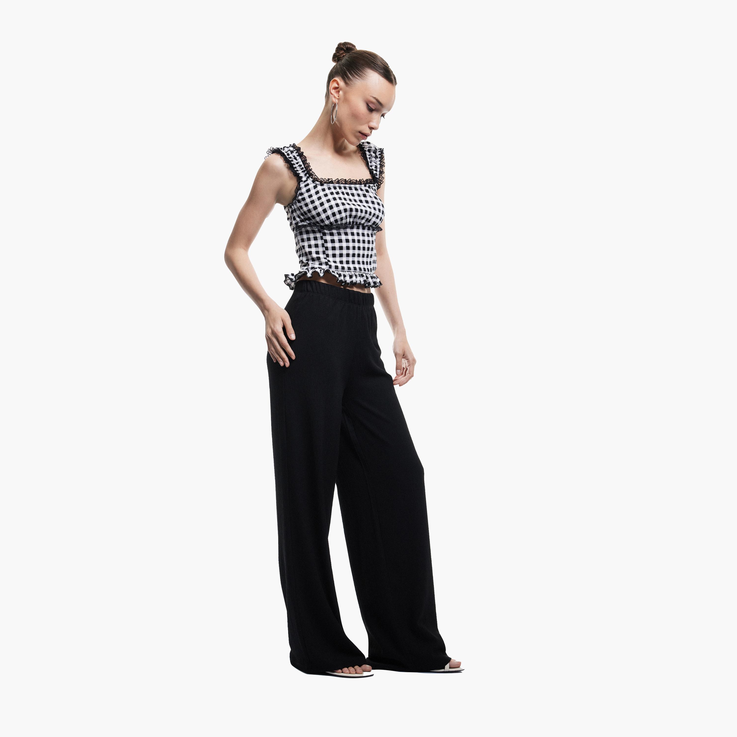 KOTON Black Elasticated Waist Women's Trousers-women-clothing-bottoms-trousers-image-2