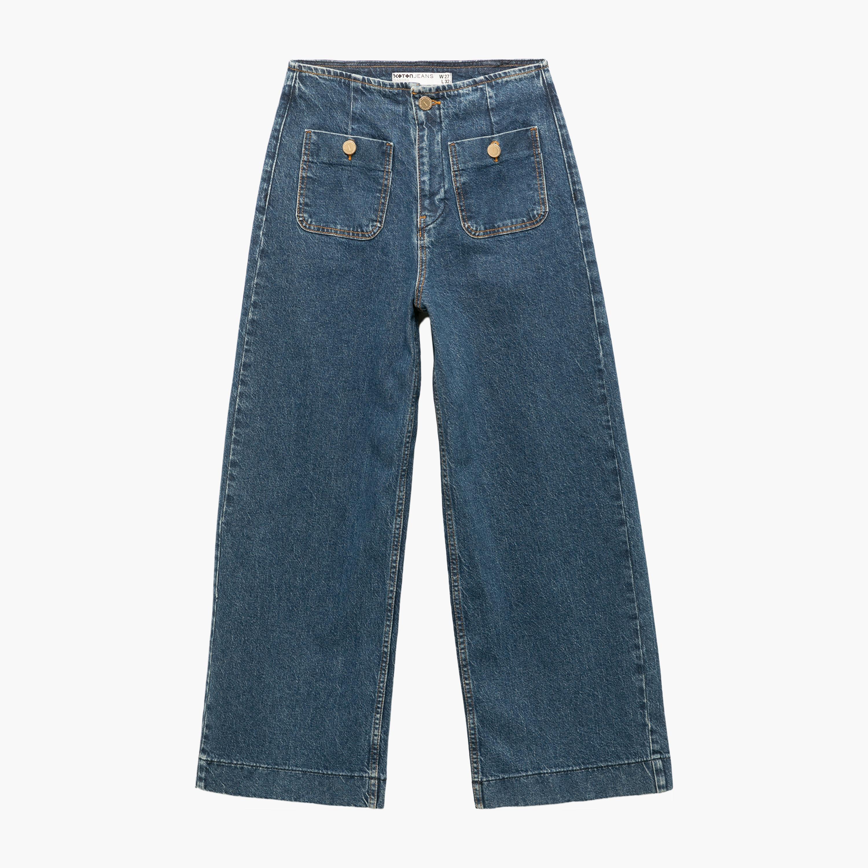 KOTON Relaxed Fit Plain High-Rise Women's Jeans-women-clothing-bottoms-jeans-image-3