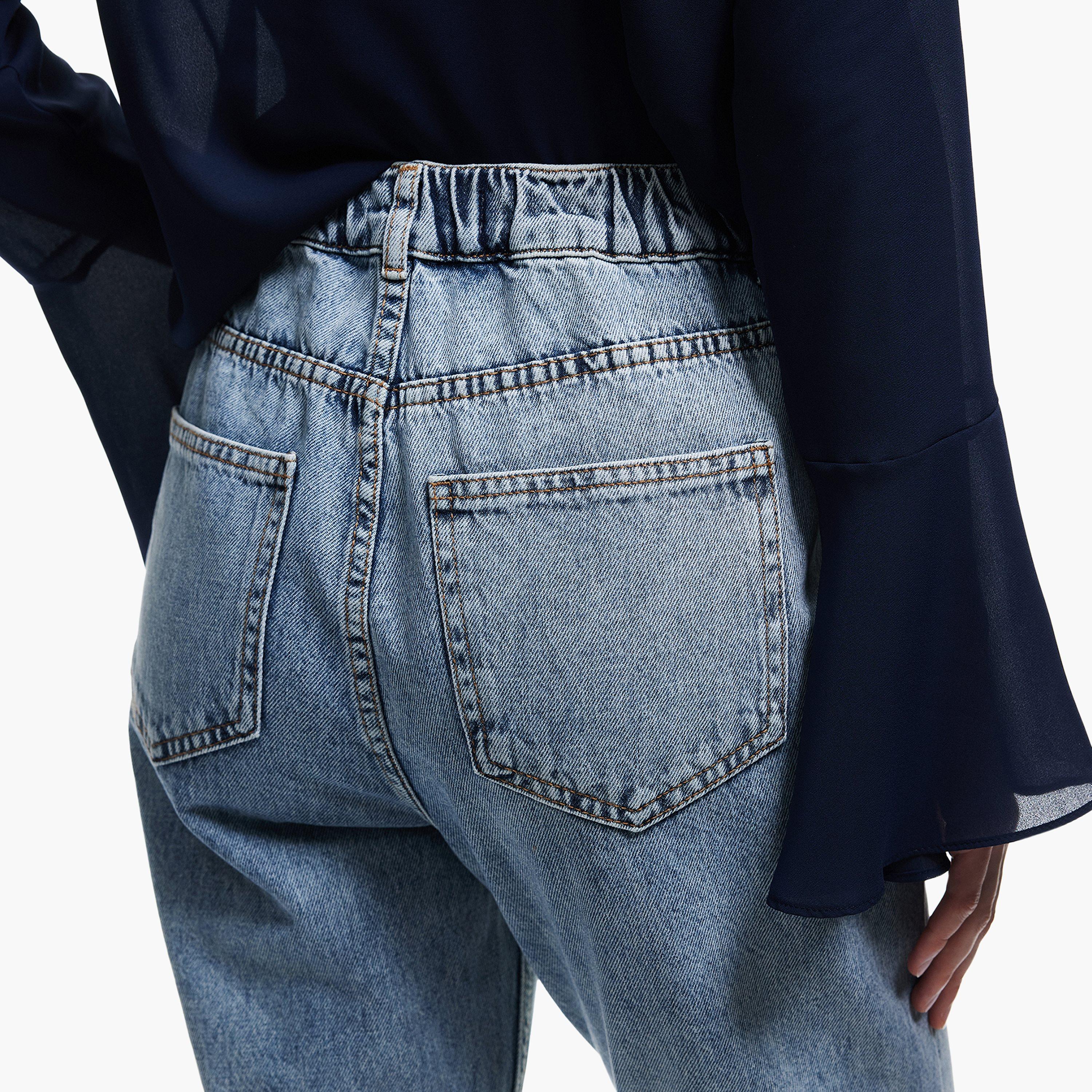 KOTON Regular Fit Plain High-Rise Women's Jeans-women-clothing-bottoms-jeans-image-4
