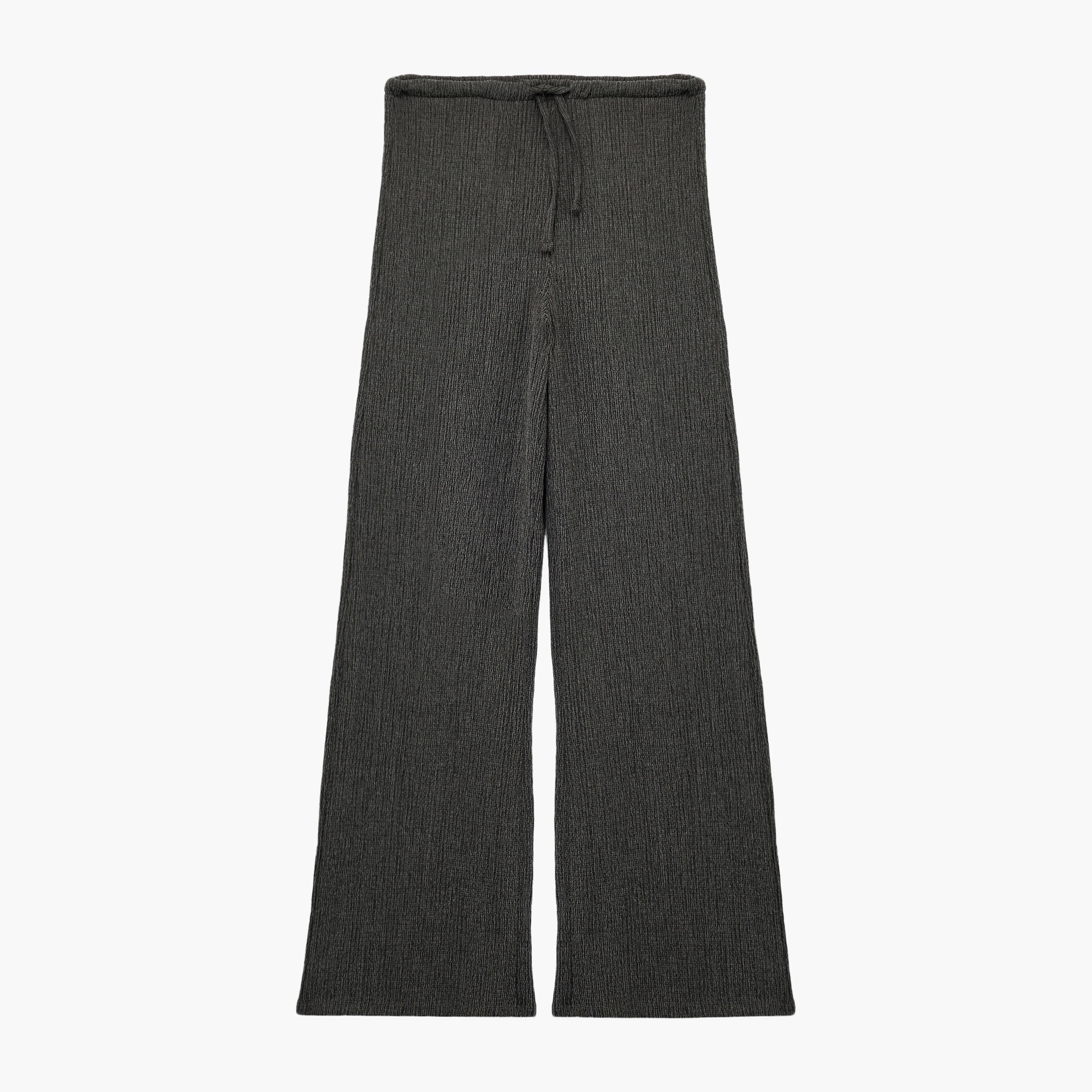KOTON Grey Textured Drawstring Waist Women's Trousers-women-clothing-bottoms-trousers-image-3