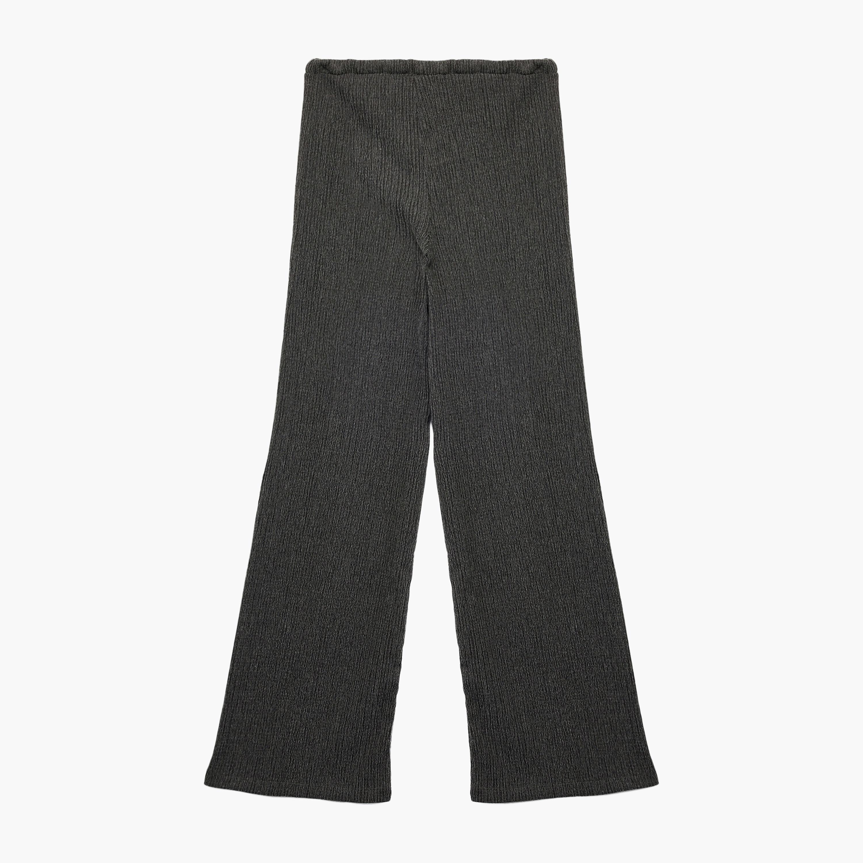 KOTON Grey Textured Drawstring Waist Women's Trousers-women-clothing-bottoms-trousers-image-4