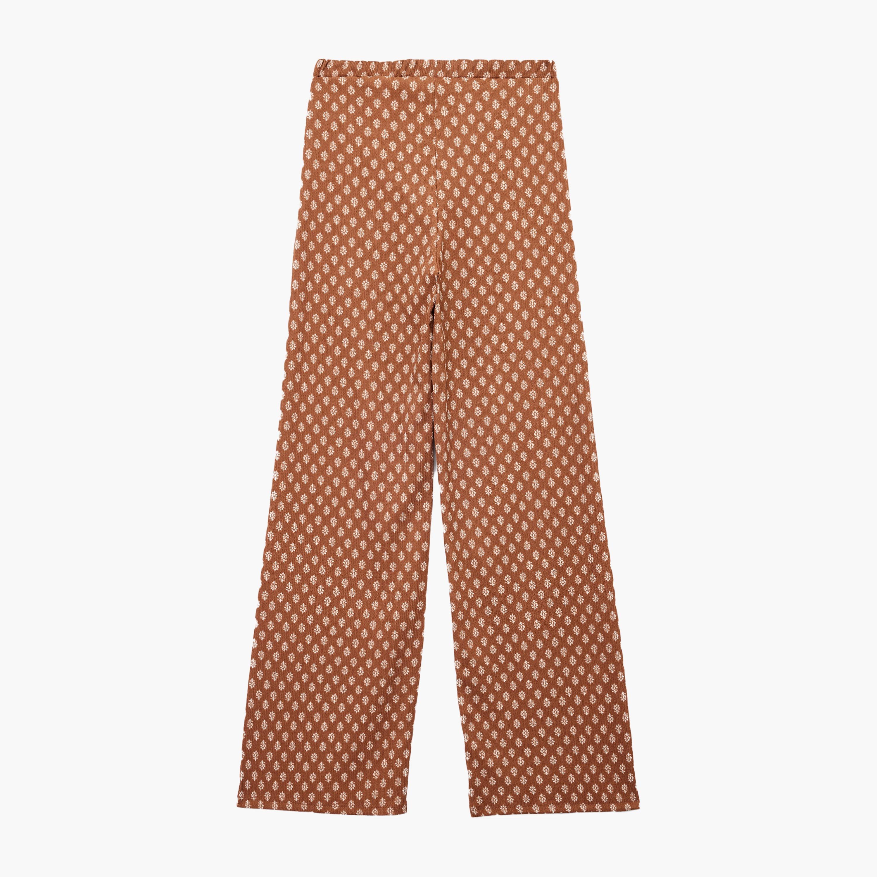 KOTON Brown Block Print Drawstring Waist Women's Trousers-women-clothing-bottoms-trousers-image-4