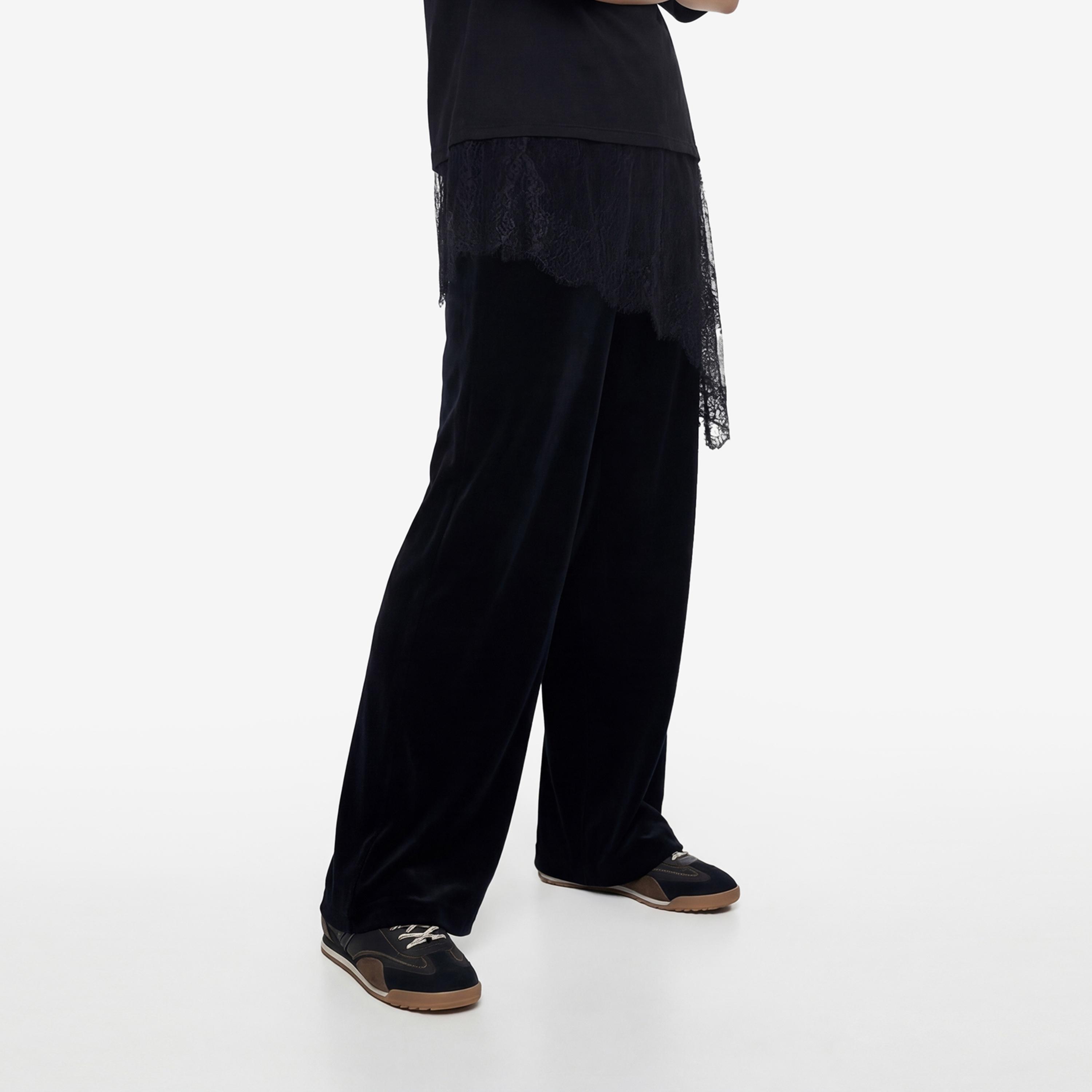 KOTON Black Wide Leg Women's Trousers-women-clothing-trousers-image-1
