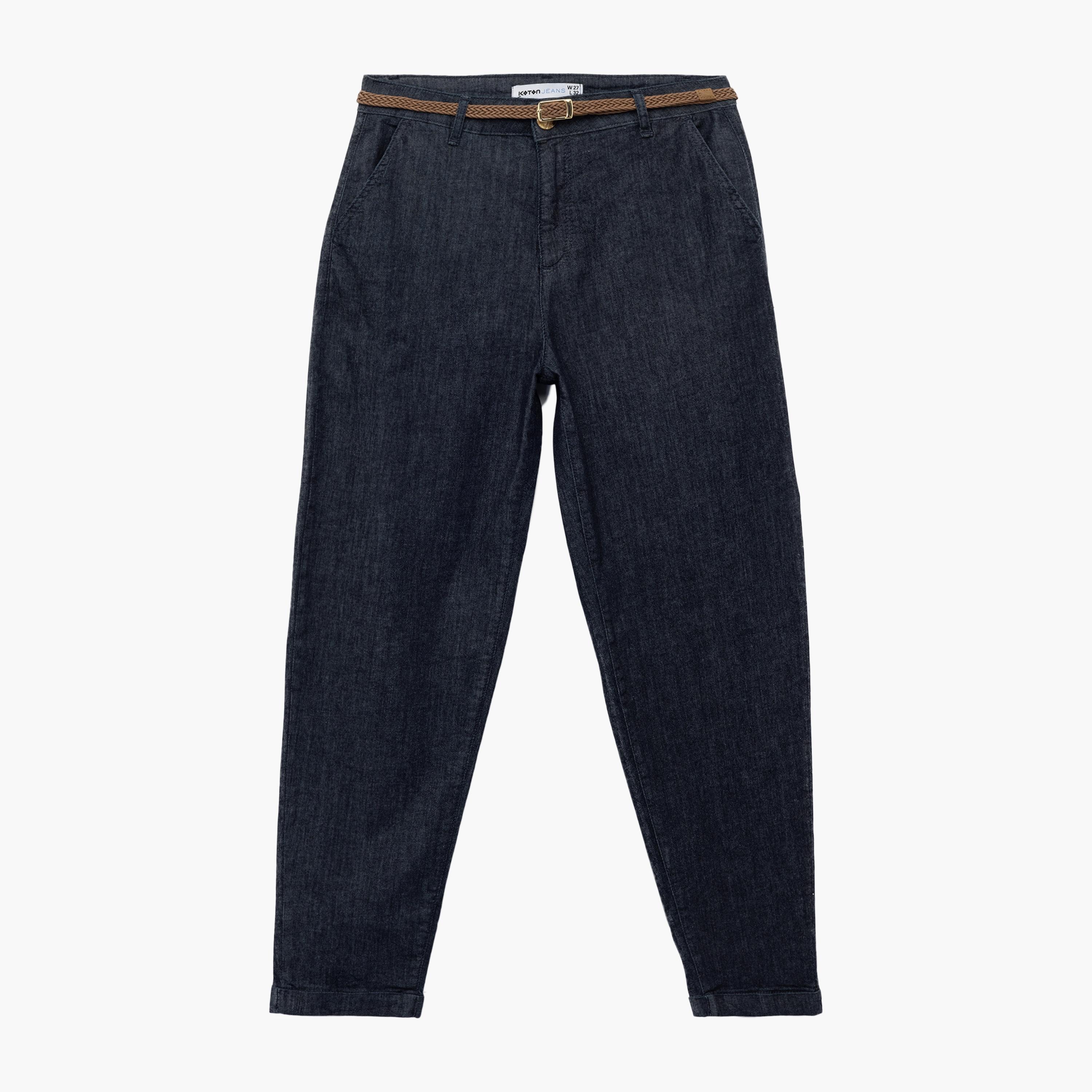 KOTON Blue Women's Denim Trousers-women-clothing-bottoms-trousers-image-3