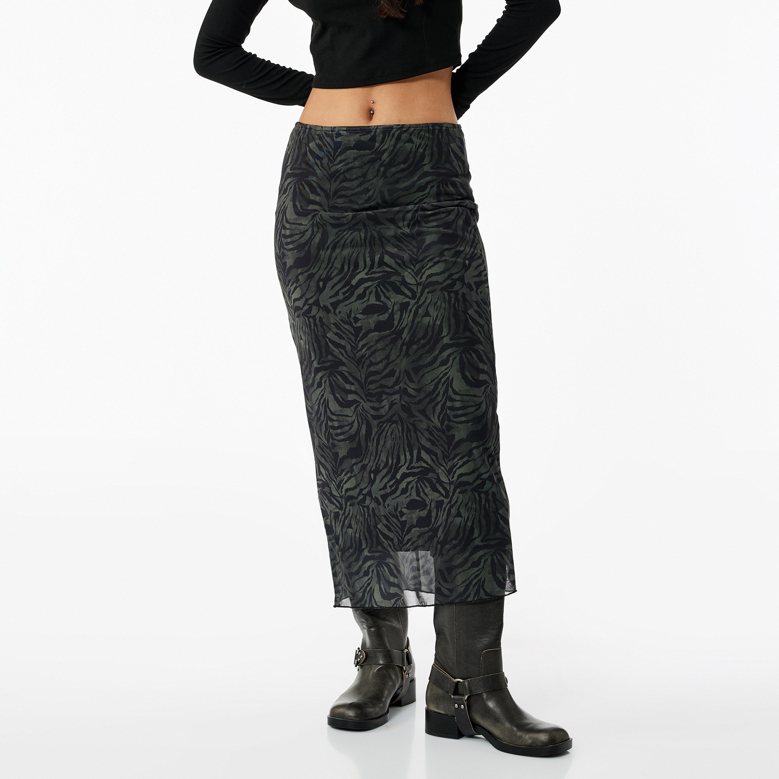 تنورة بينسل نسائية بطبعة مجردة بلون أخضر من كوتون-women-clothing-bottoms-skirts-image-1