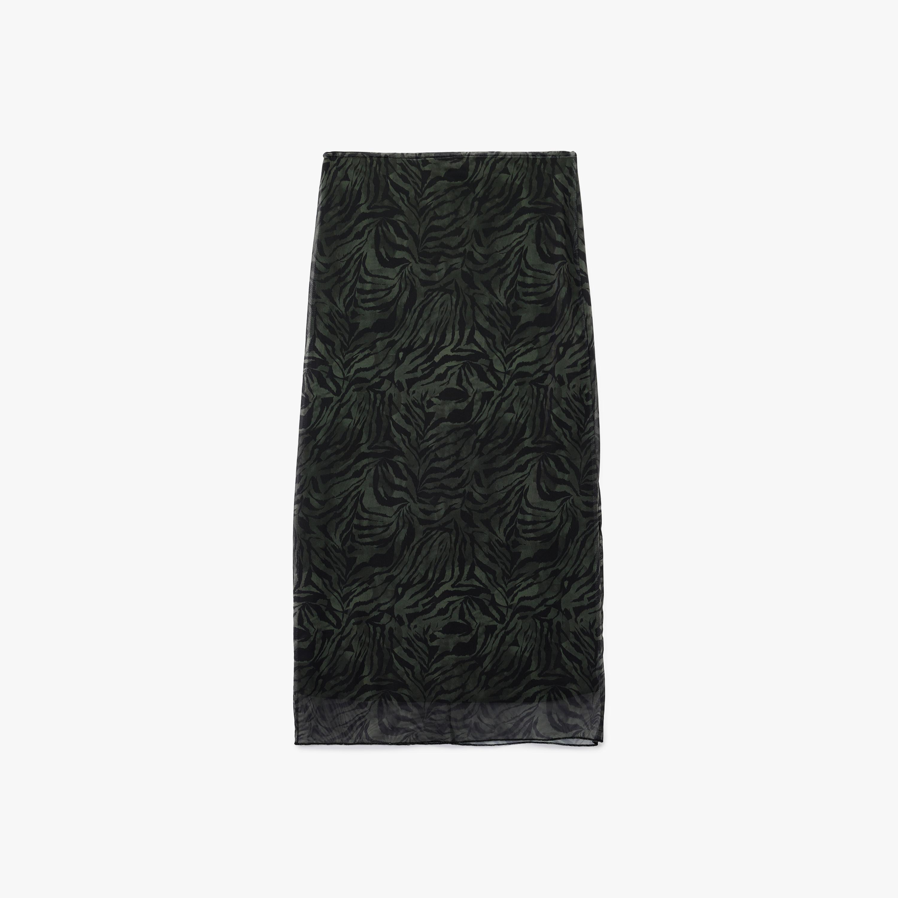 KOTON Green Abstract Print Pencil Women's Skirt-women-clothing-bottoms-skirts-image-4