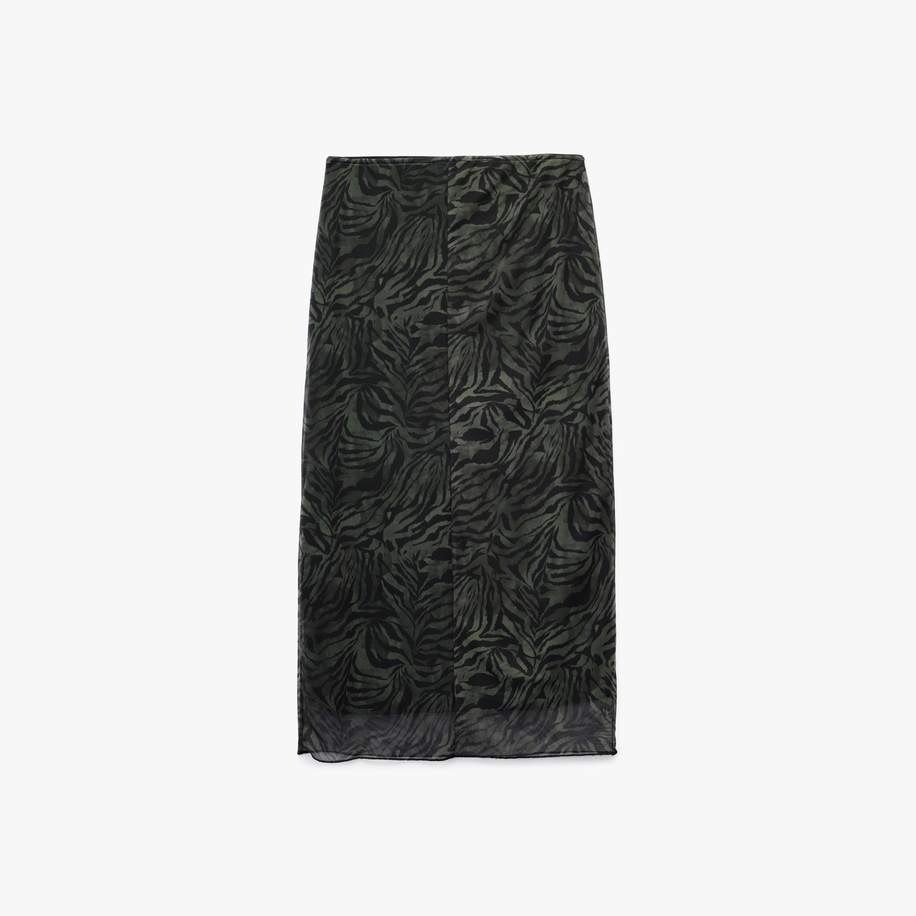 تنورة بينسل نسائية بطبعة مجردة بلون أخضر من كوتون-women-clothing-bottoms-skirts-image-5