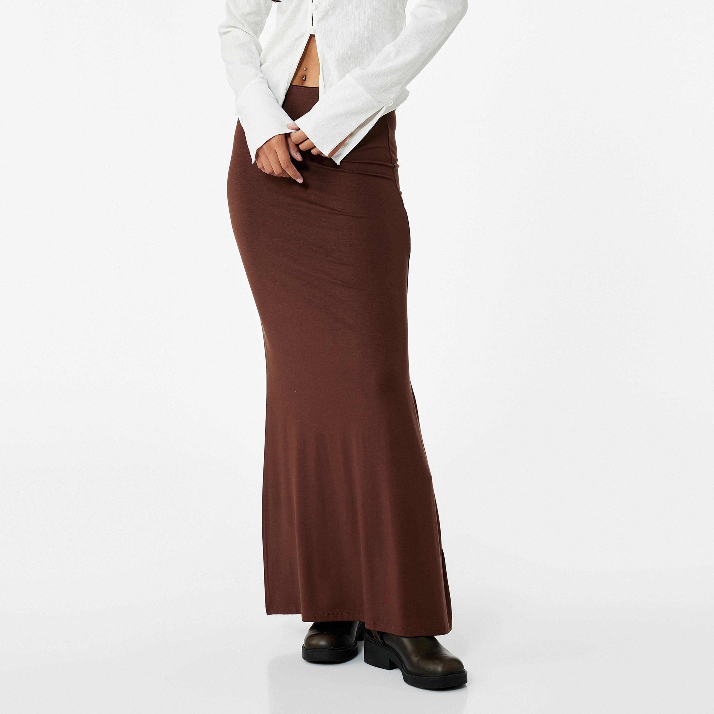 KOTON Brown A-Line Women's Skirt-women-clothing-bottoms-skirts-image-1