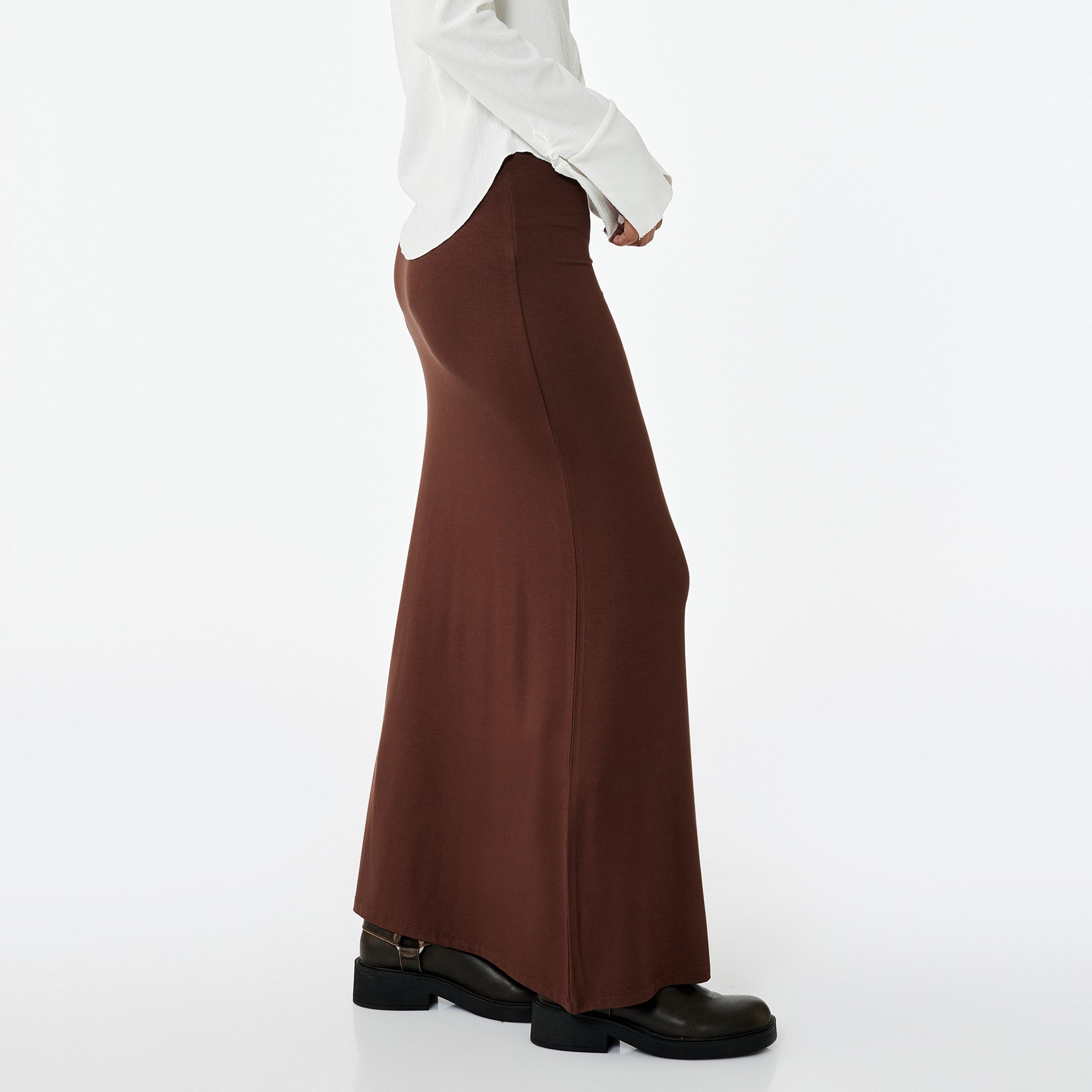 KOTON Brown A-Line Women's Skirt-women-clothing-bottoms-skirts-image-3