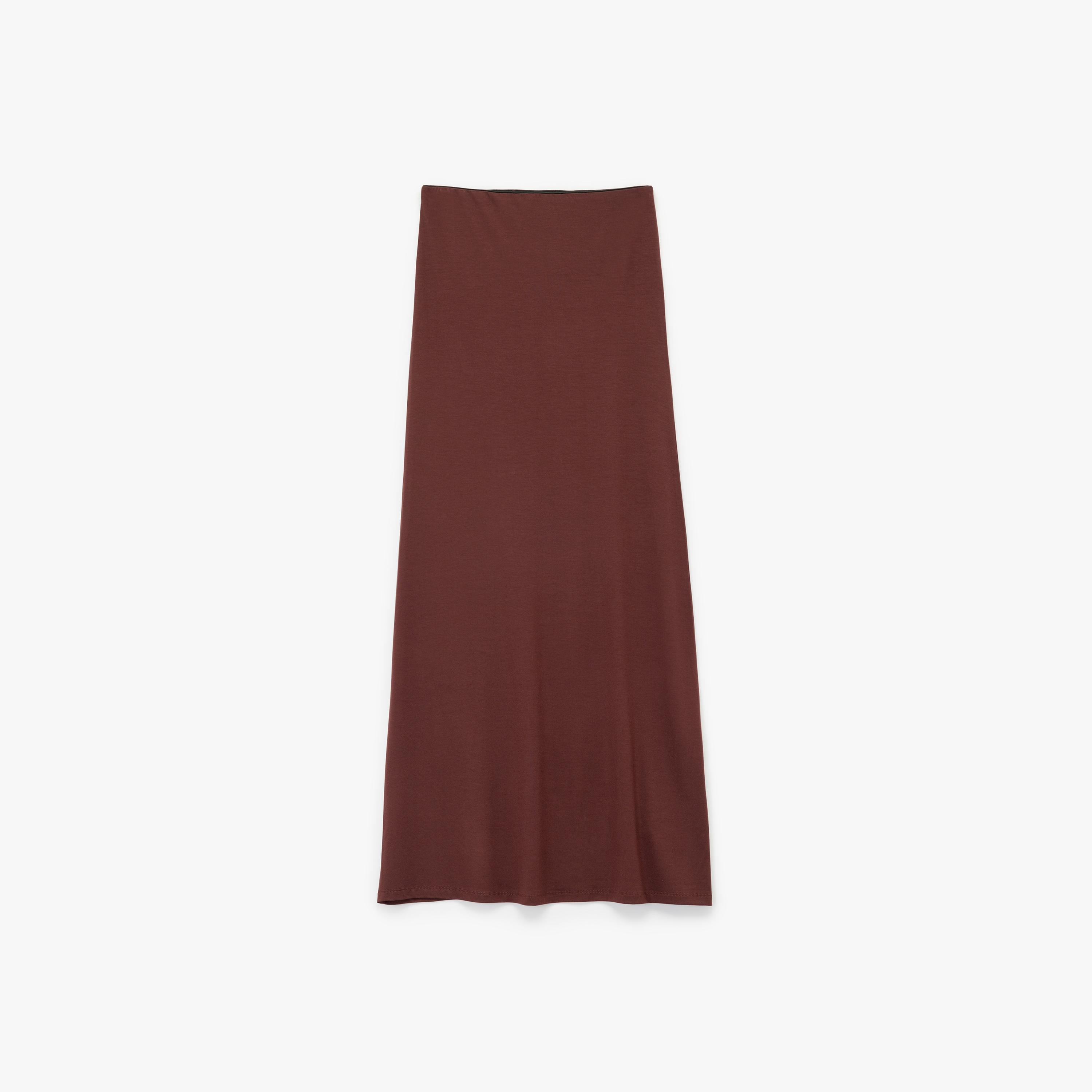 تنورة نسائية بقصة ايه-لاين بلون بني من كوتون-women-clothing-bottoms-skirts-image-4