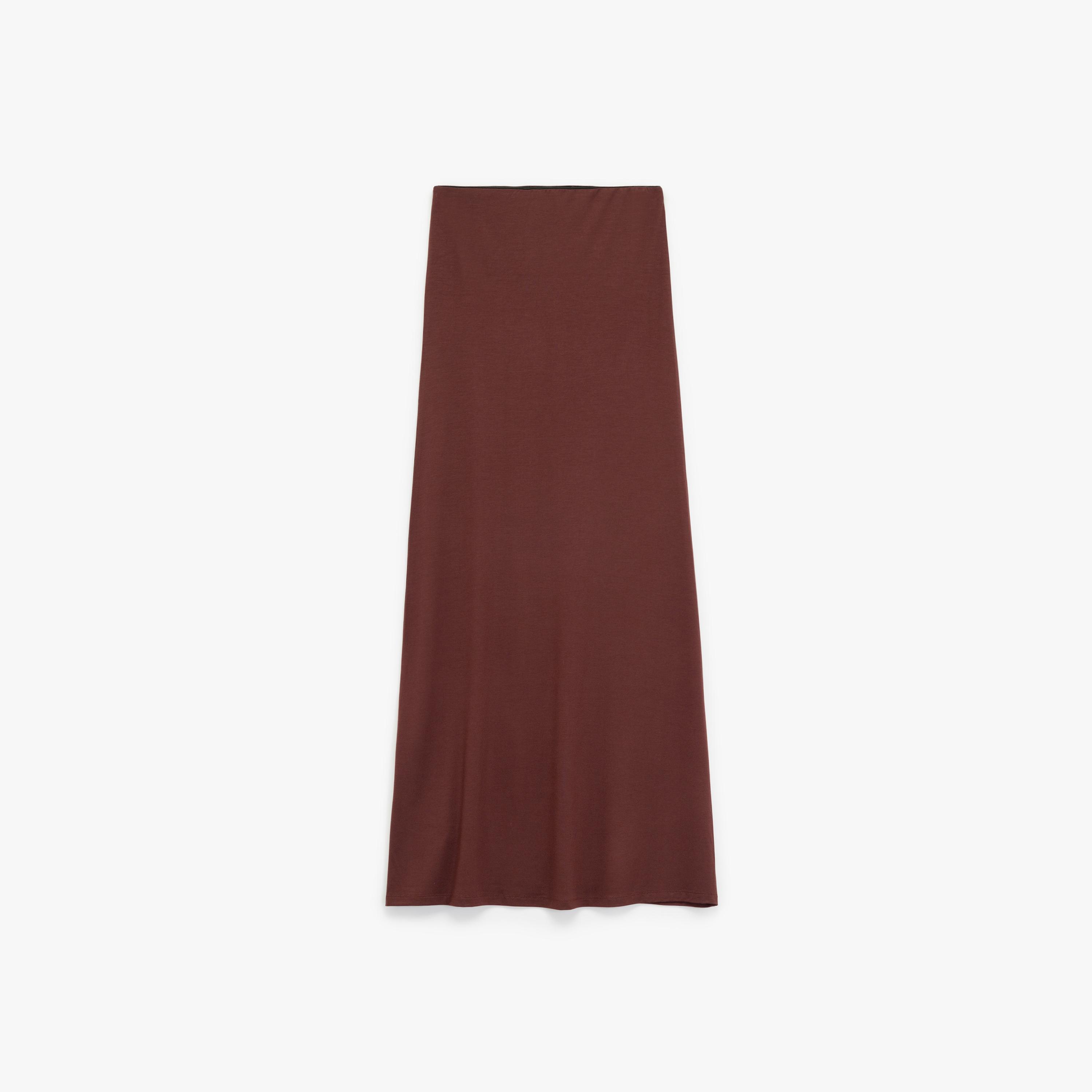 تنورة نسائية بقصة ايه-لاين بلون بني من كوتون-women-clothing-bottoms-skirts-image-5