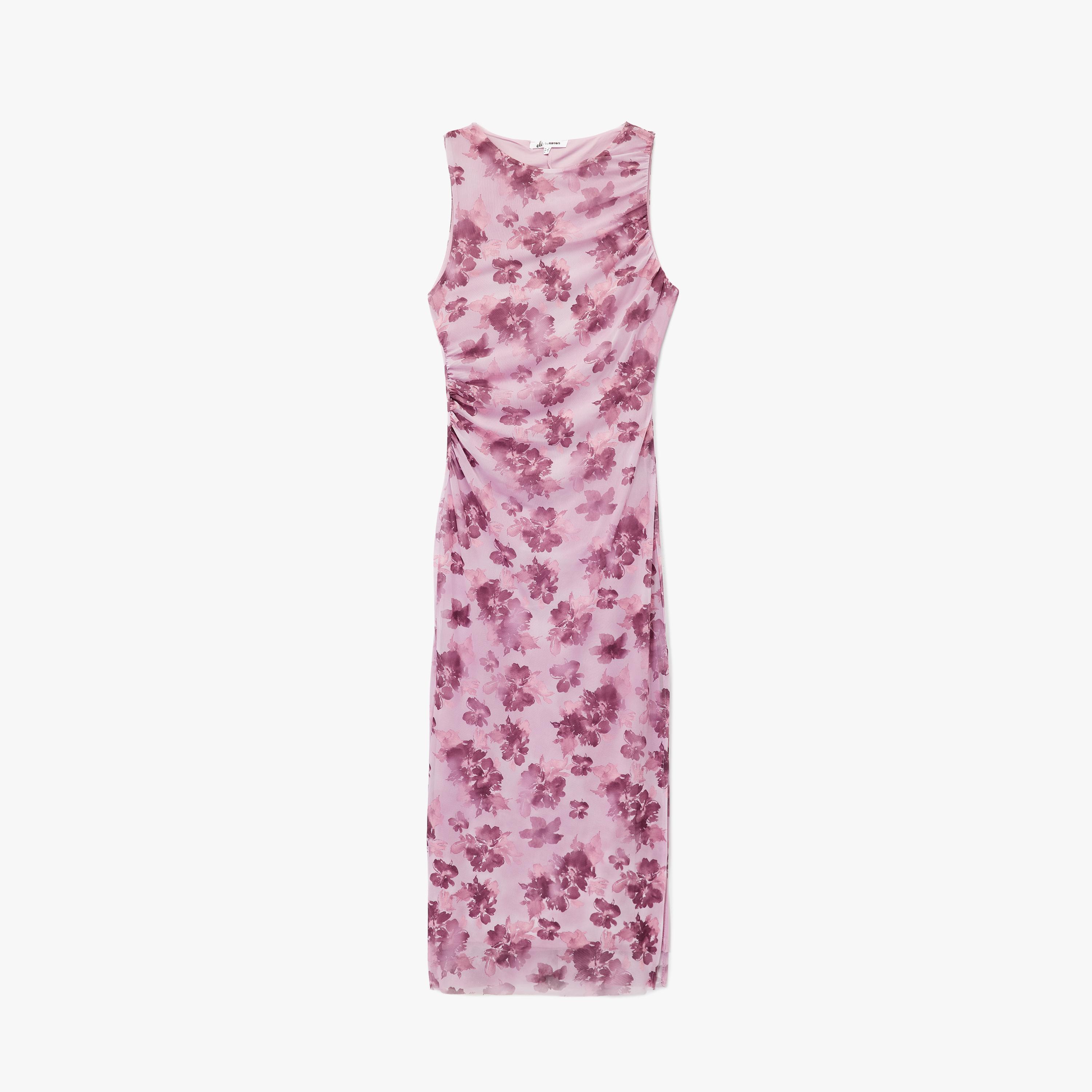 KOTON Pink Floral Print Column Women's Maxi Dress-women-clothing-dresses-image-3