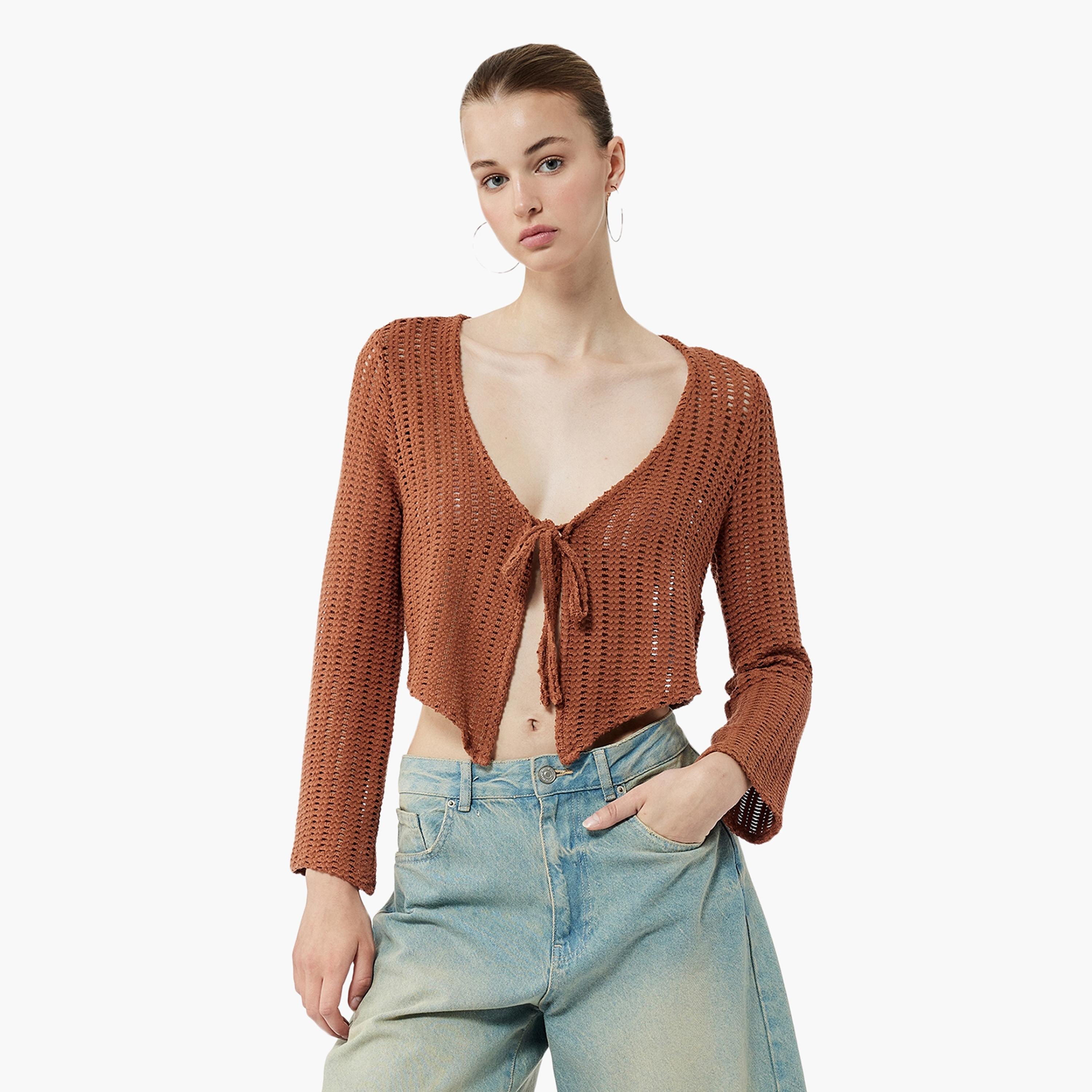 KOTON Brown Knitted Women's Cardigan-women-winterwear-cardigansandjumpers-cardigans-image-1