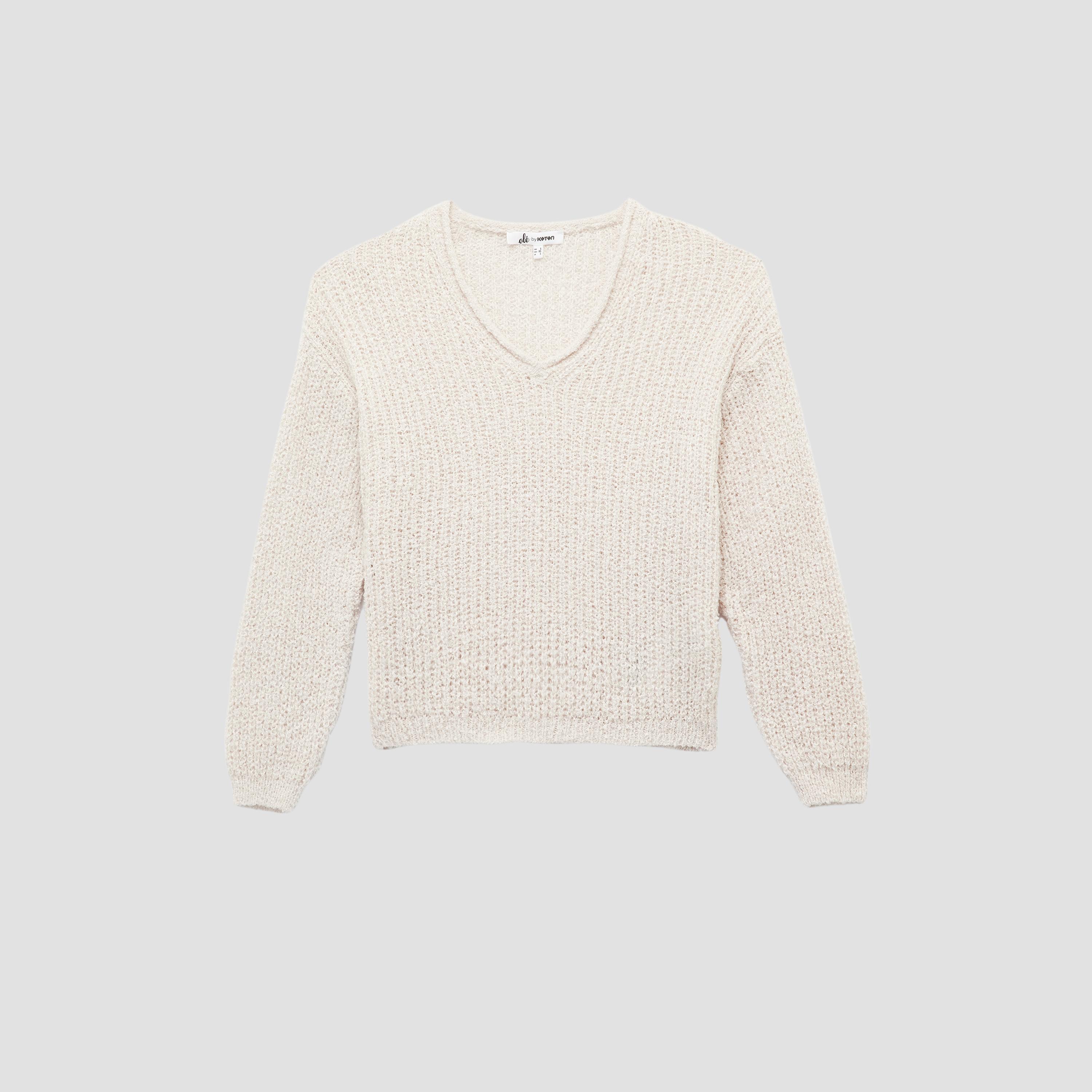 سترة نسائية بيضاء محبوكة بأكمام منسدلة من كوتون-women-clothing-cardigansandjumpers-jumpers-image-3