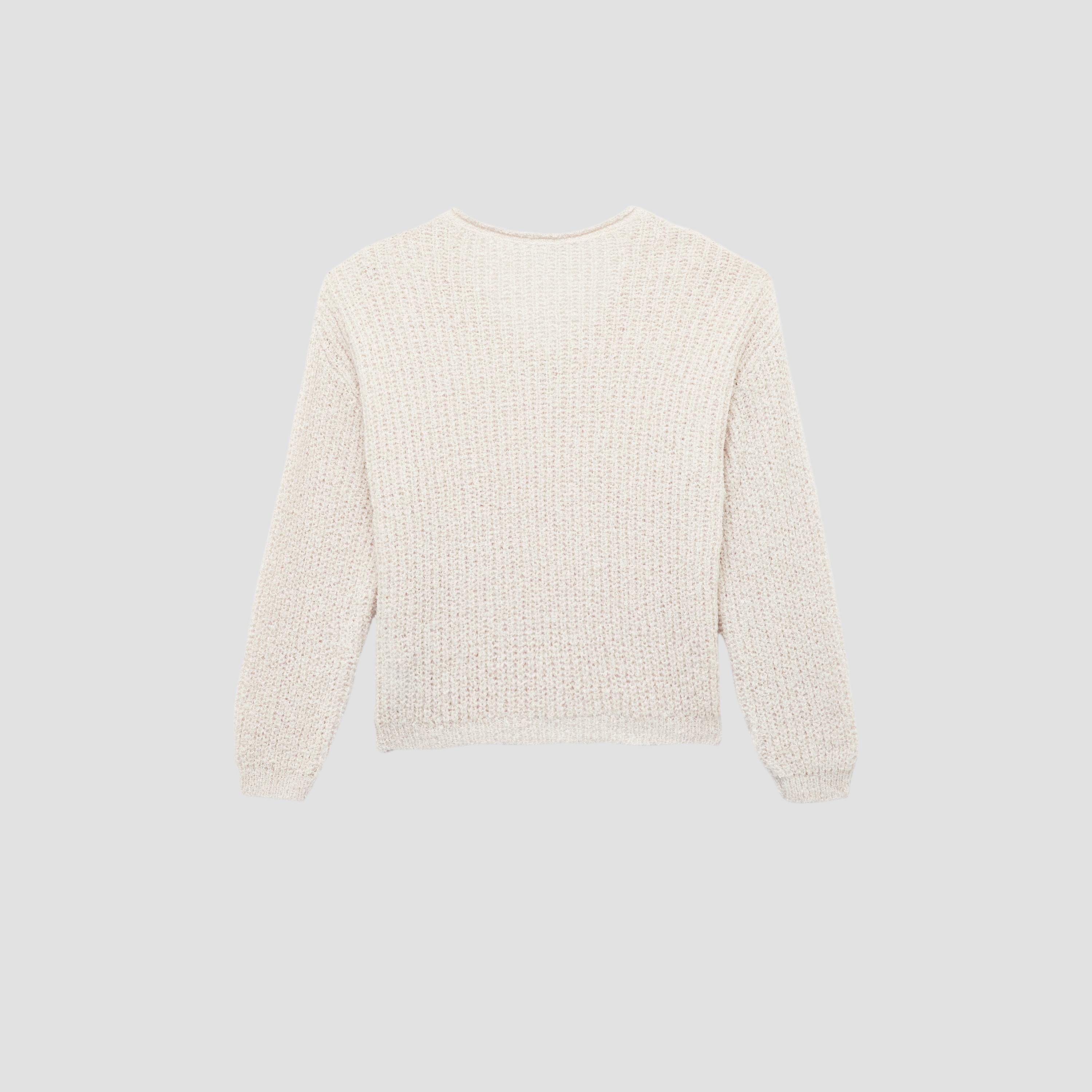 سترة نسائية بيضاء محبوكة بأكمام منسدلة من كوتون-women-clothing-cardigansandjumpers-jumpers-image-4