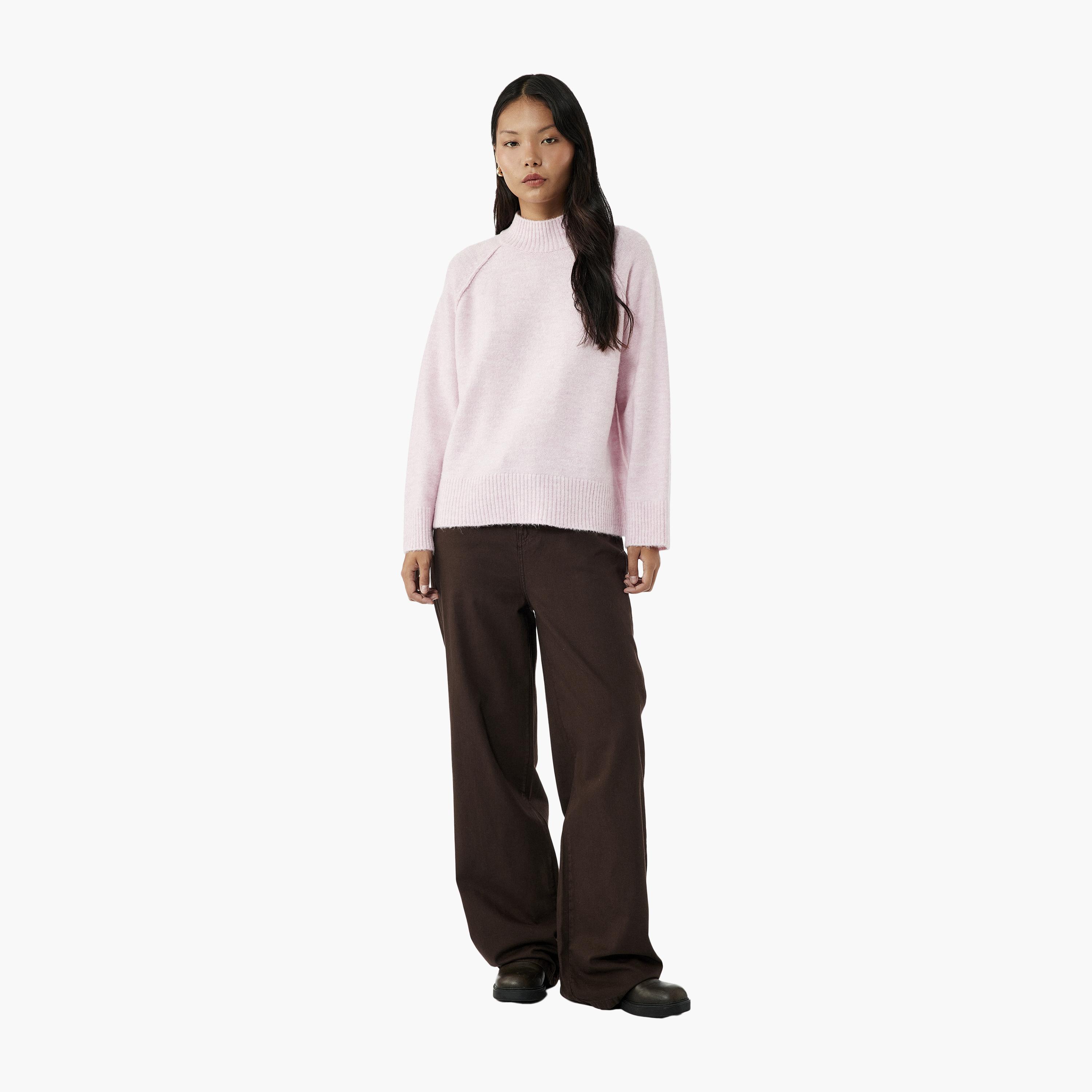 KOTON Pink Mock Neck Women's Sweater-women-winterwear-cardigansandjumpers-jumpers-image-2