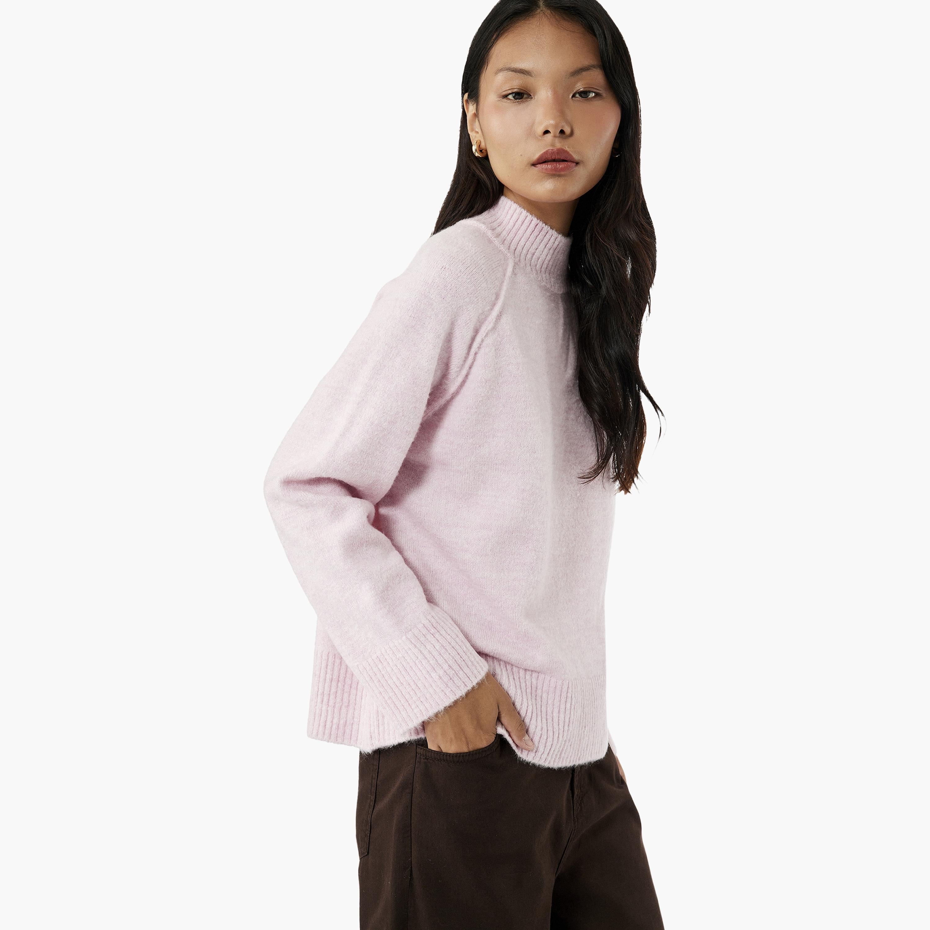 KOTON Pink Mock Neck Women's Sweater-women-winterwear-cardigansandjumpers-jumpers-image-3