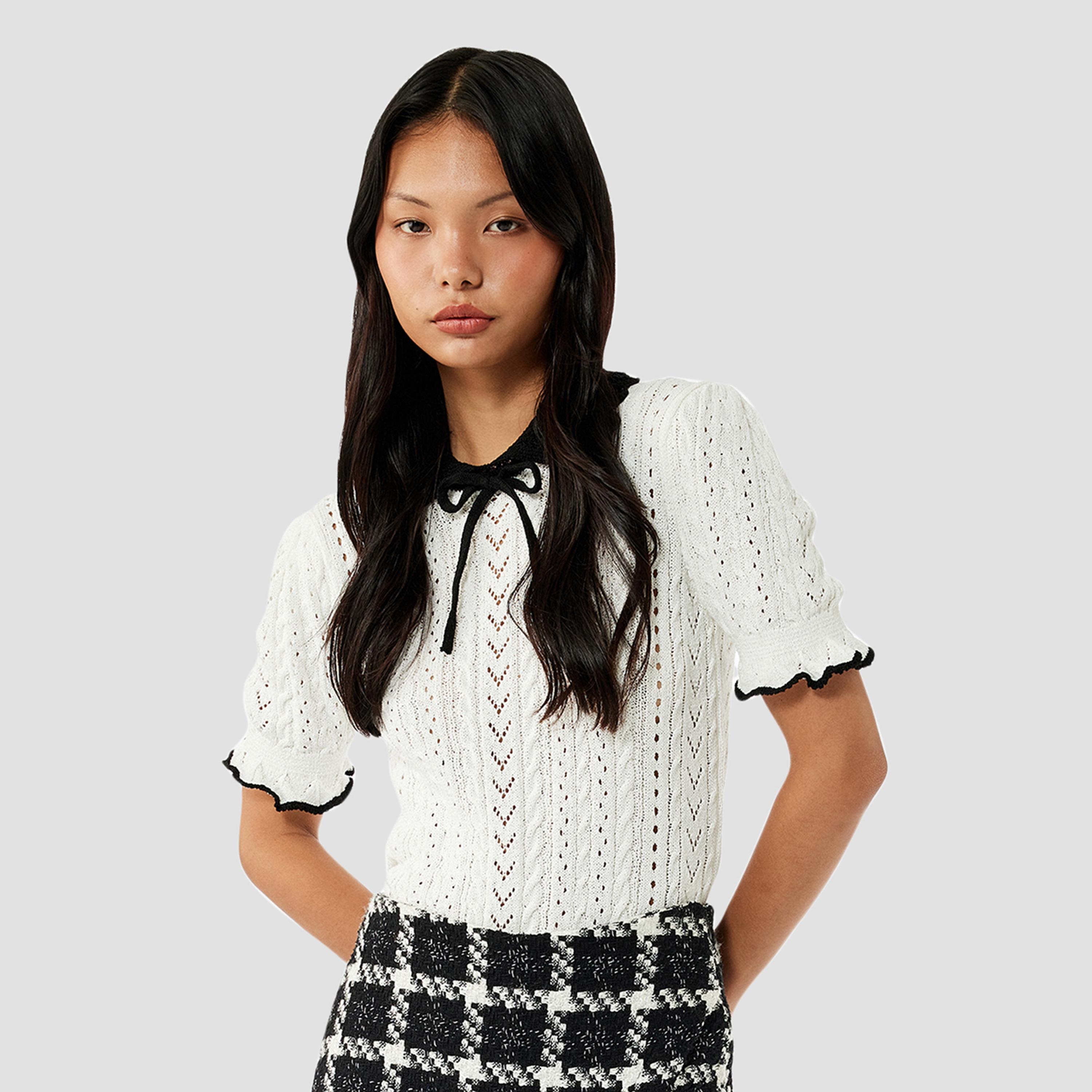 KOTON White Cable Knitted Collared Women's Sweater-women-clothing-cardigansandjumpers-jumpers-image-1