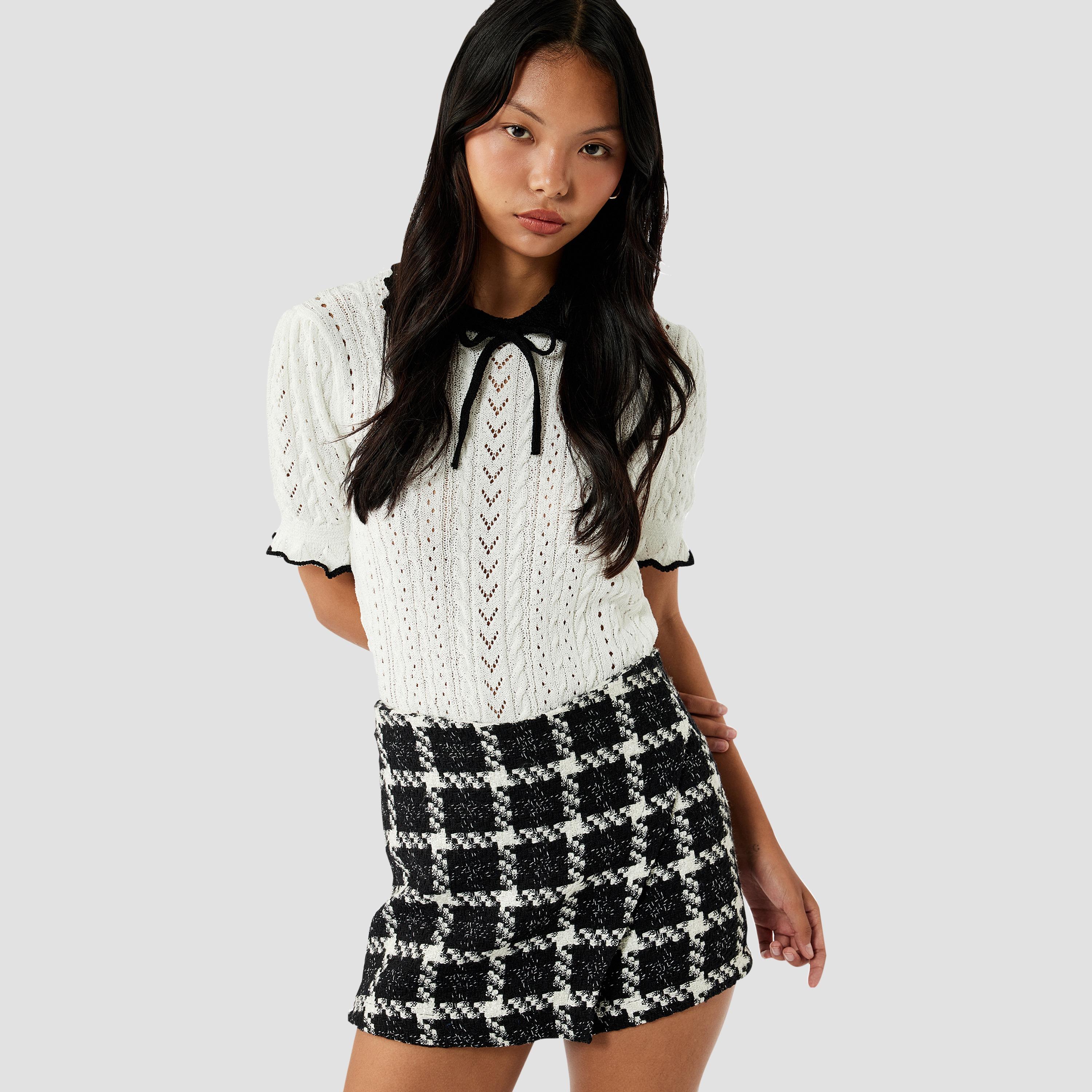 KOTON White Cable Knitted Collared Women's Sweater-women-clothing-cardigansandjumpers-jumpers-image-3