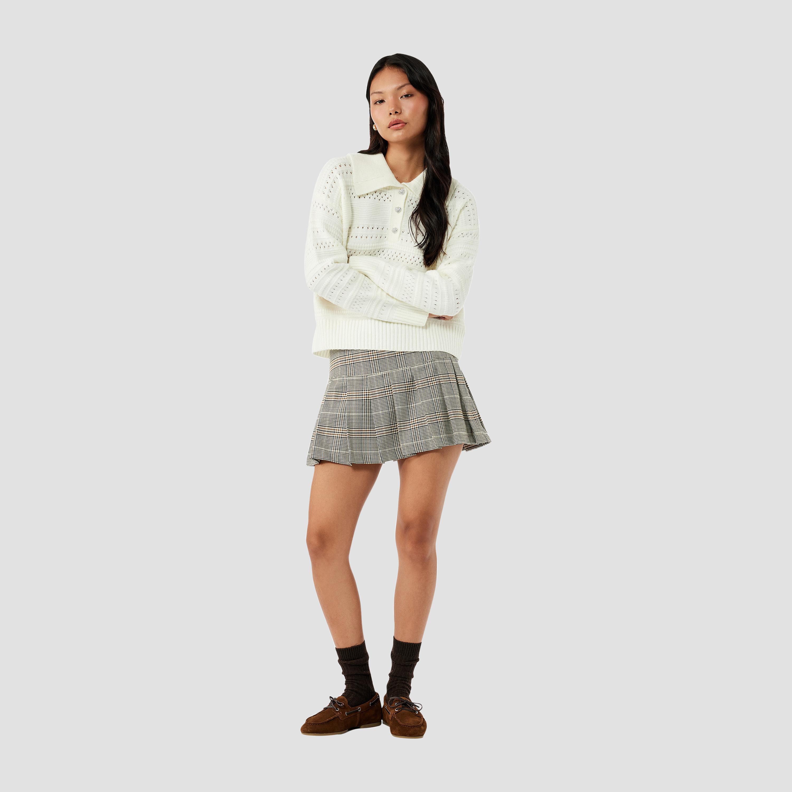 KOTON Cream Knitted Collared Women's Sweater-women-winterwear-cardigansandjumpers-jumpers-image-2