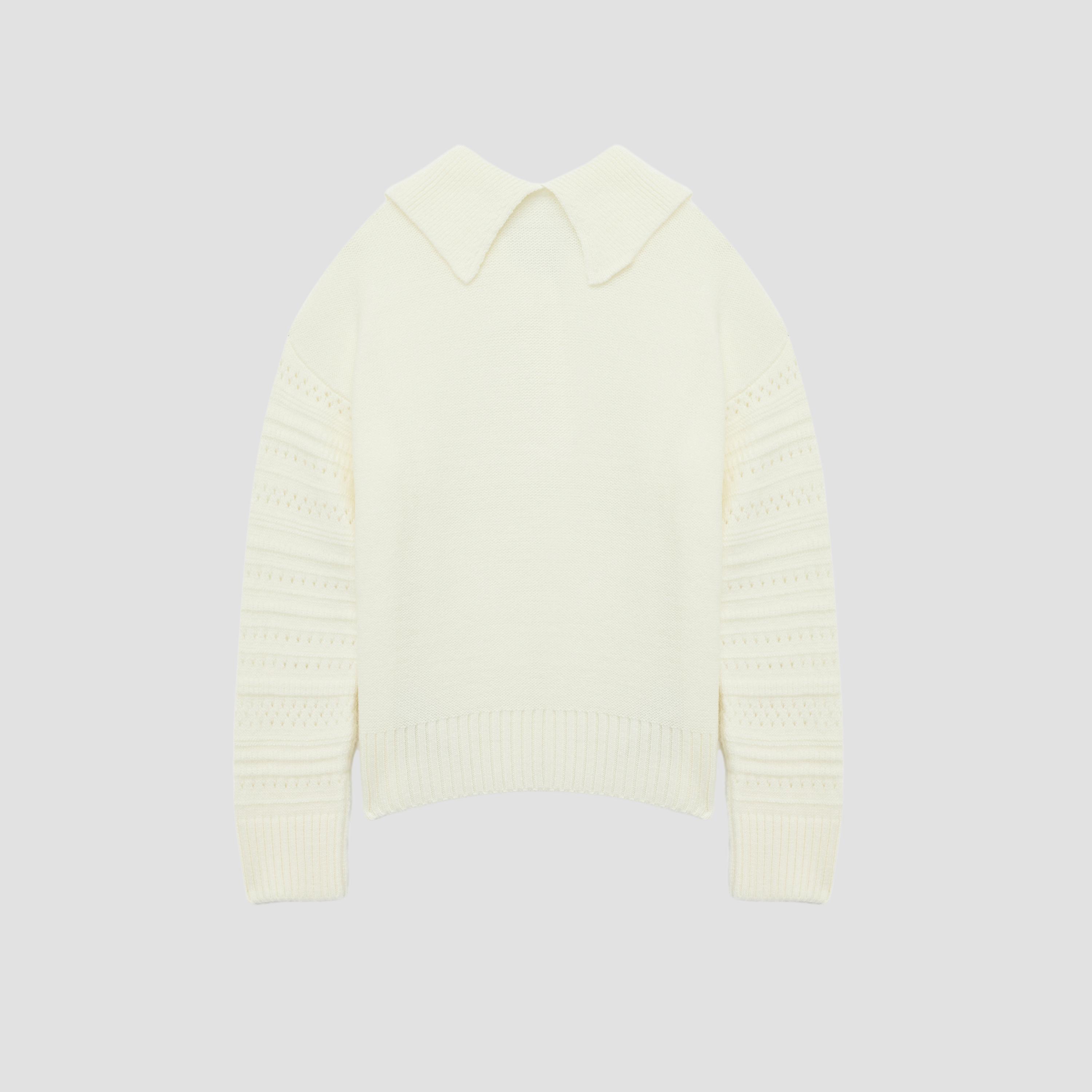 KOTON Cream Knitted Collared Women's Sweater-women-winterwear-cardigansandjumpers-jumpers-image-4