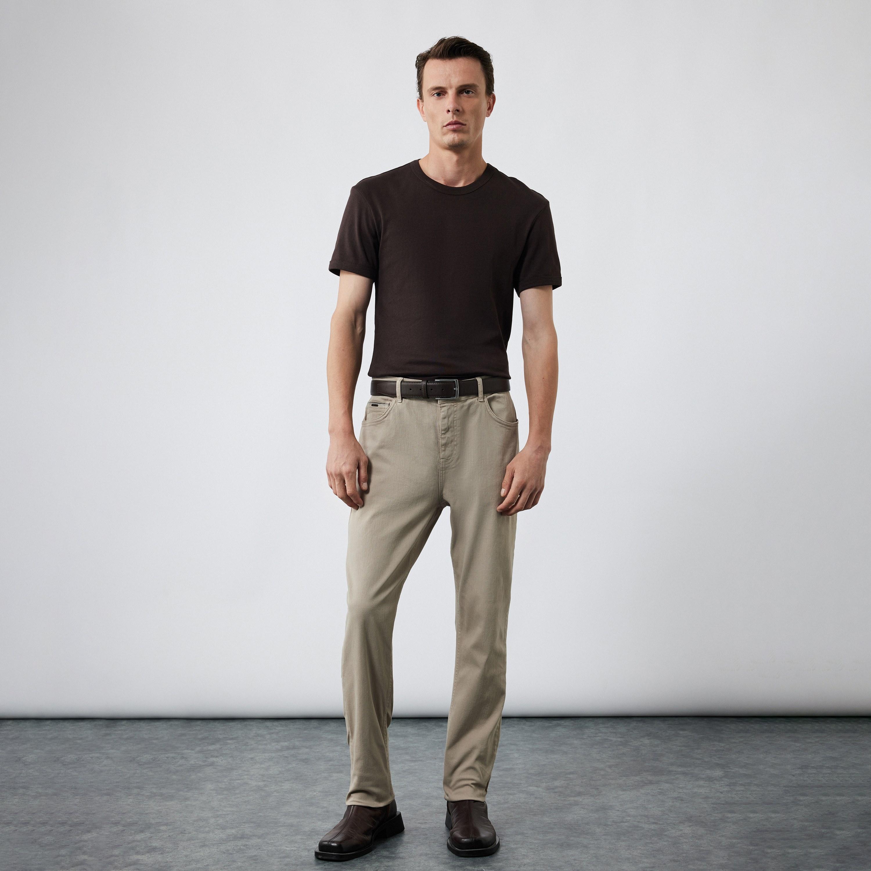 تيشيرت رجالي بأكمام قصيرة وياقة دائرية سادة من كوتون.-men-clothing-tshirtsandpolos-tshirts-image-2