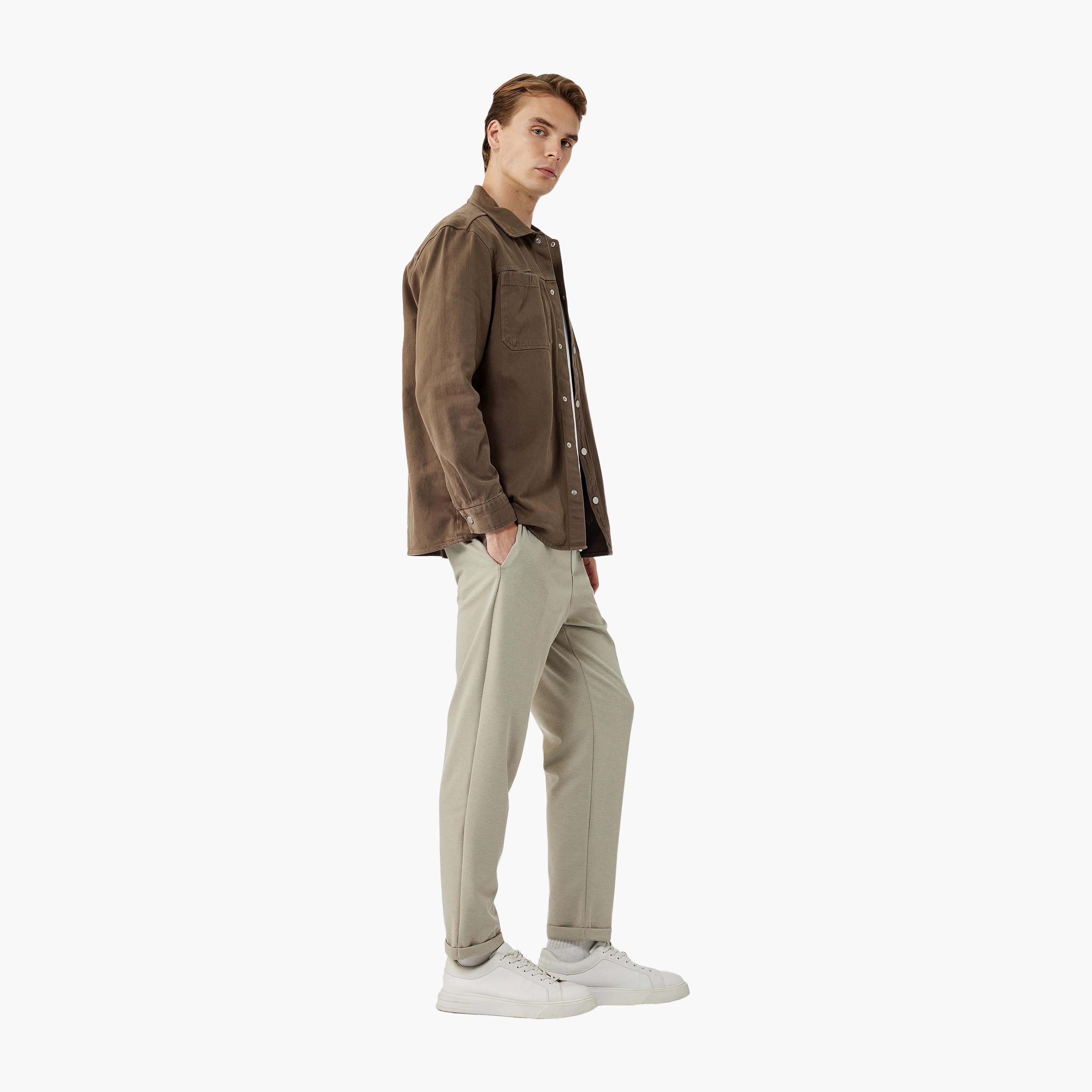 KOTON Straight Fit Mid-Rise Drawstring Waist Men's Track Pants-men-clothing-bottoms-trousersandchinos-trousers-image-2
