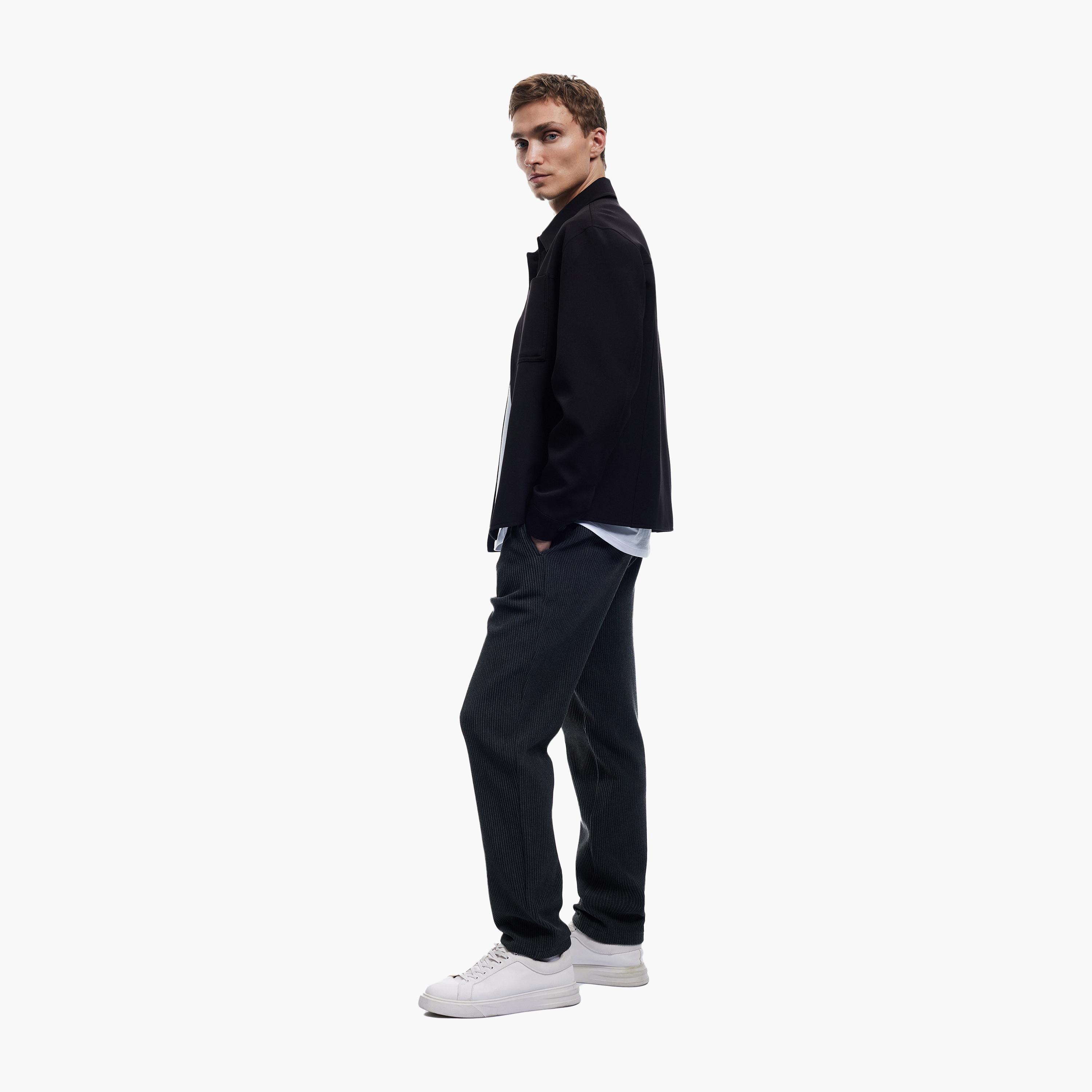 KOTON Straight Fit Mid-Rise Zip Fly Men's Corduroy Trousers-men-clothing-bottoms-trousersandchinos-trousers-image-2