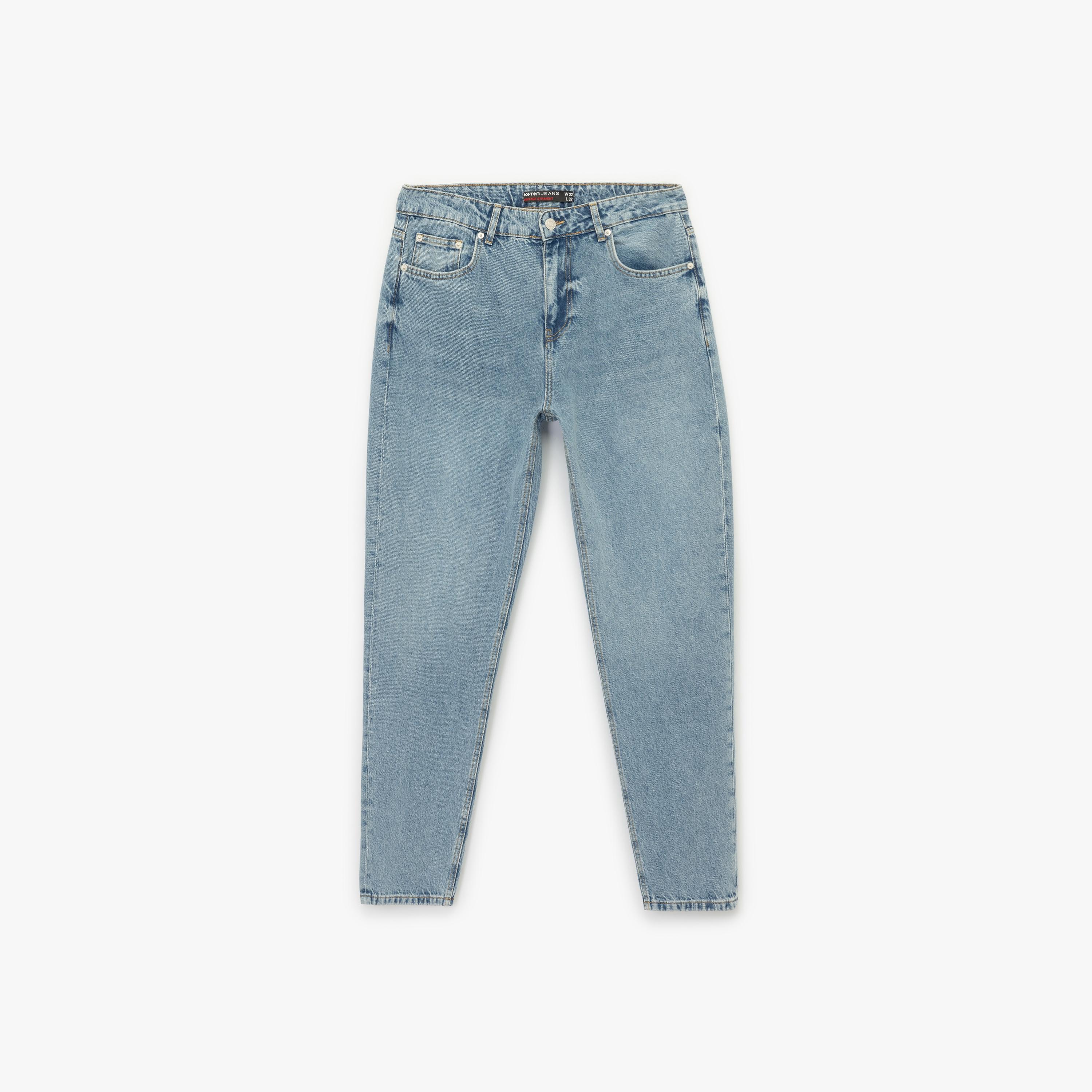 KOTON Straight Fit Washed Mid-Rise Men's Jeans-men-clothing-bottoms-jeans-image-4