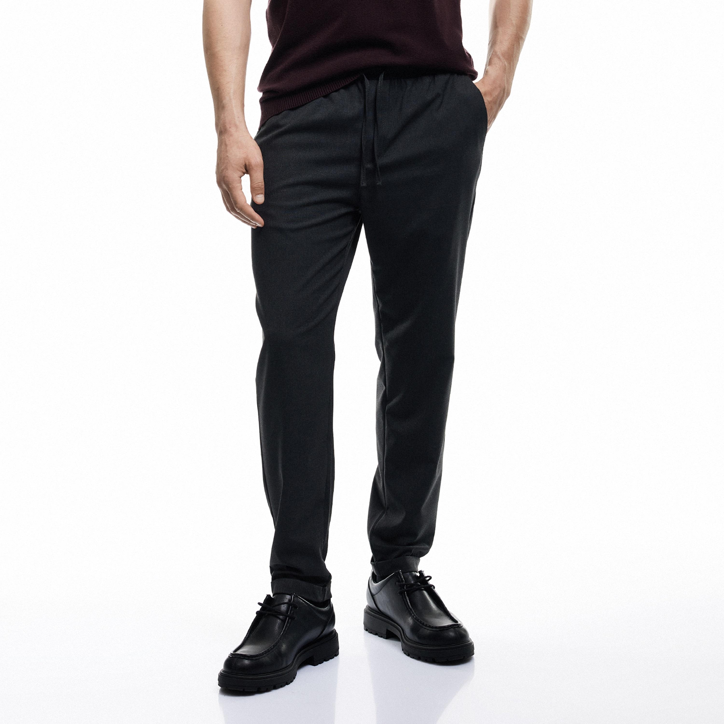 KOTON Slim Fit Mid-Rise Drawstring Waist Men's Trousers-men-clothing-bottoms-trousersandchinos-trousers-image-1